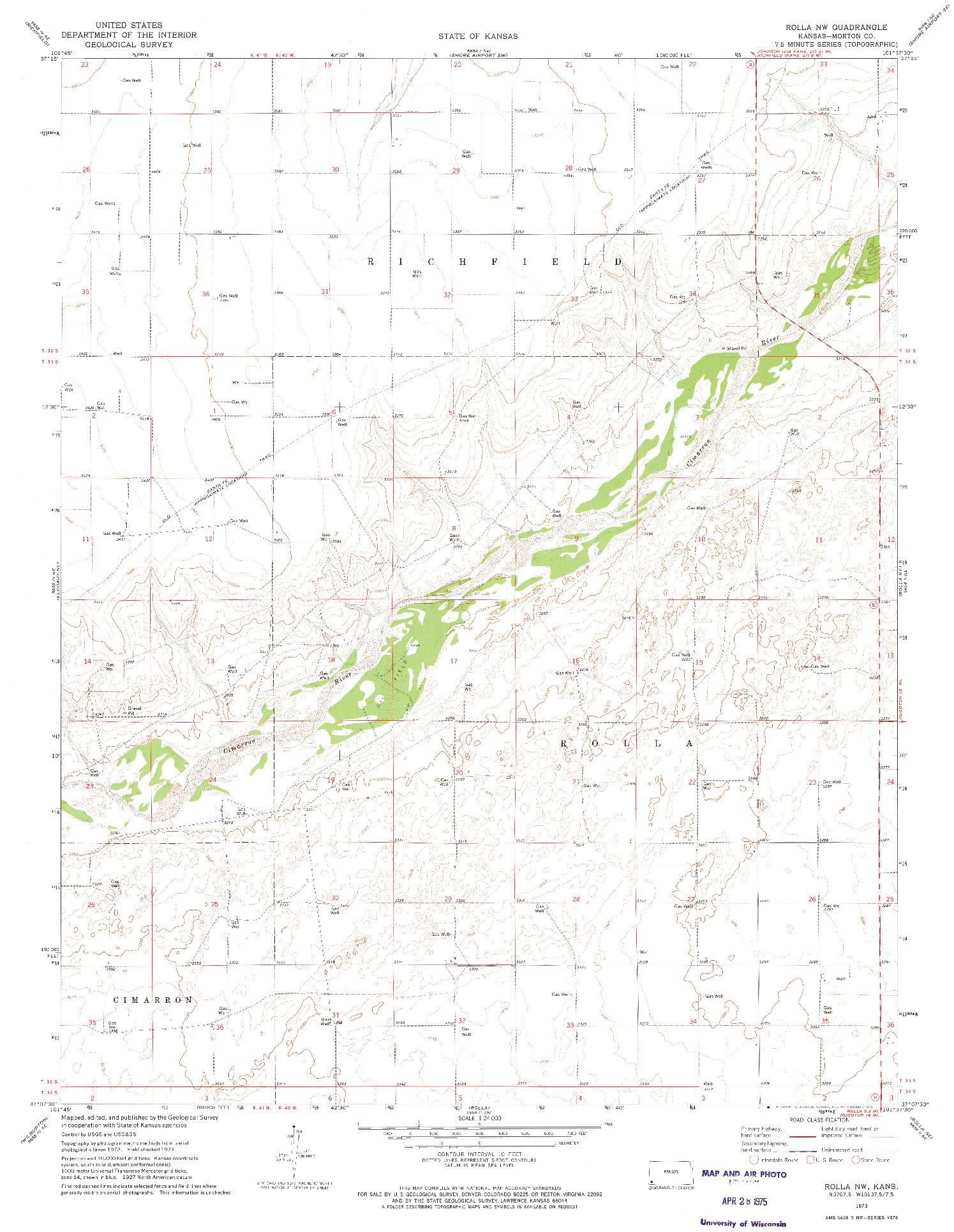 USGS 1:24000-SCALE QUADRANGLE FOR ROLLA NW, KS 1973