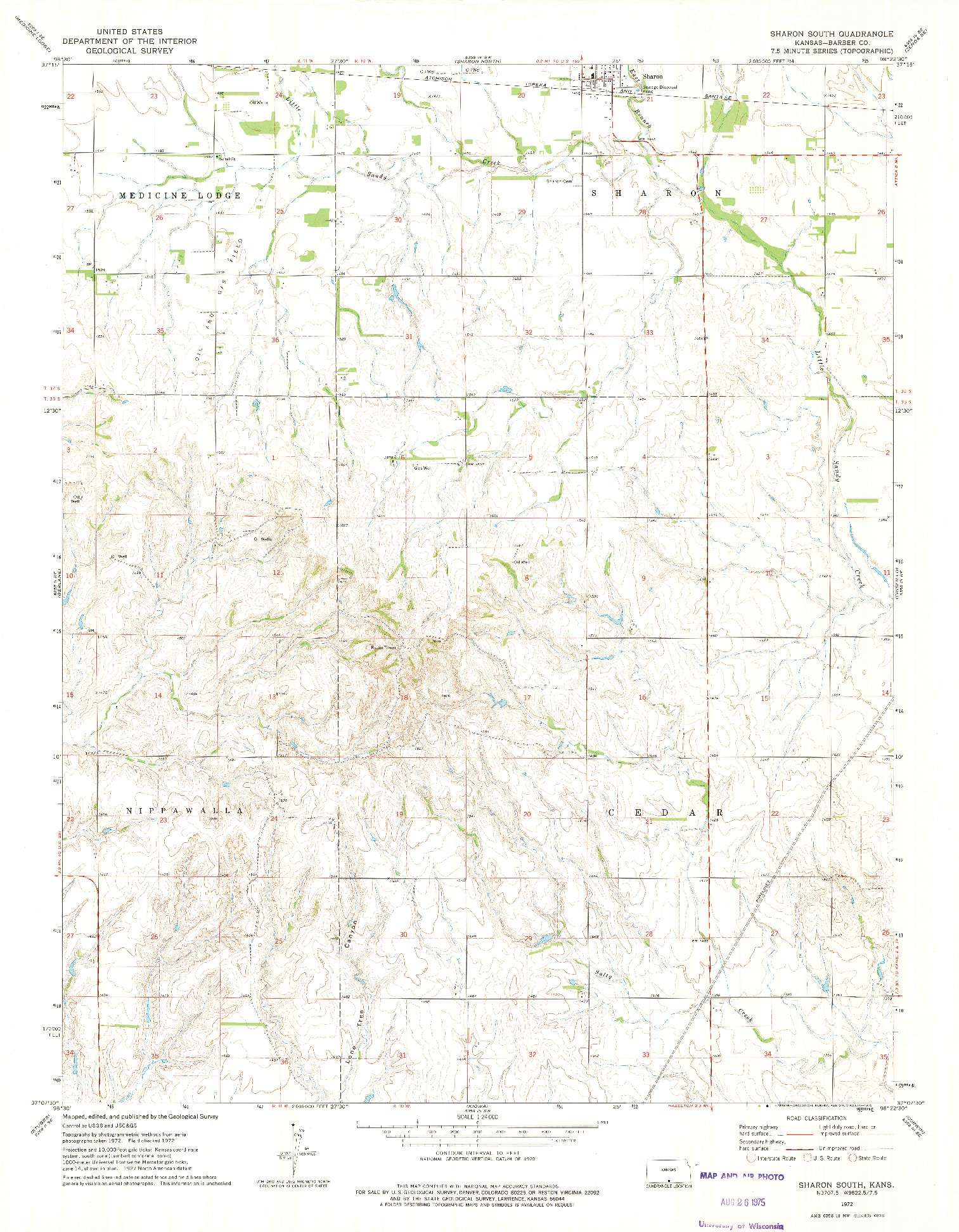 USGS 1:24000-SCALE QUADRANGLE FOR SHARON SOUTH, KS 1972