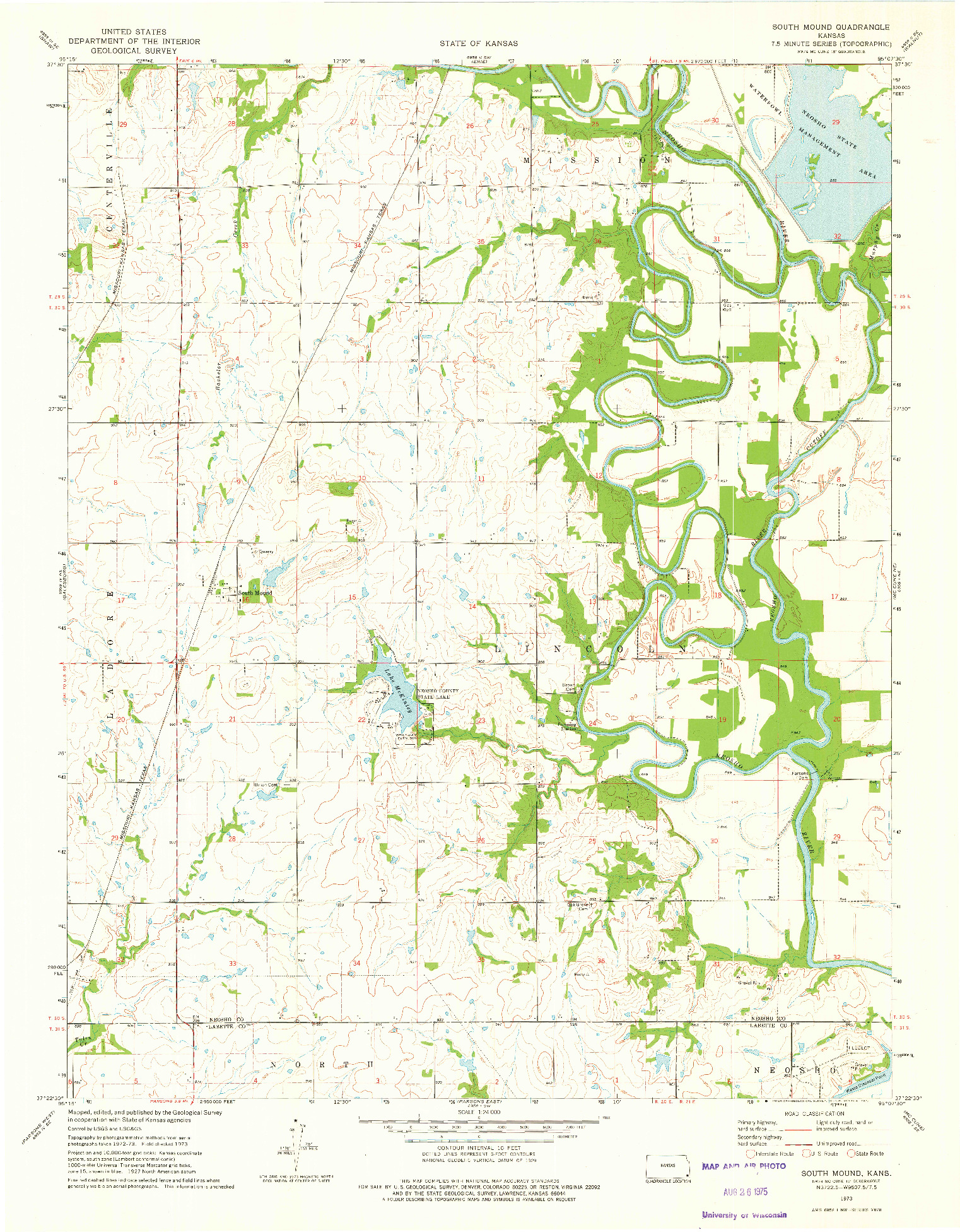 USGS 1:24000-SCALE QUADRANGLE FOR SOUTH MOUND, KS 1973