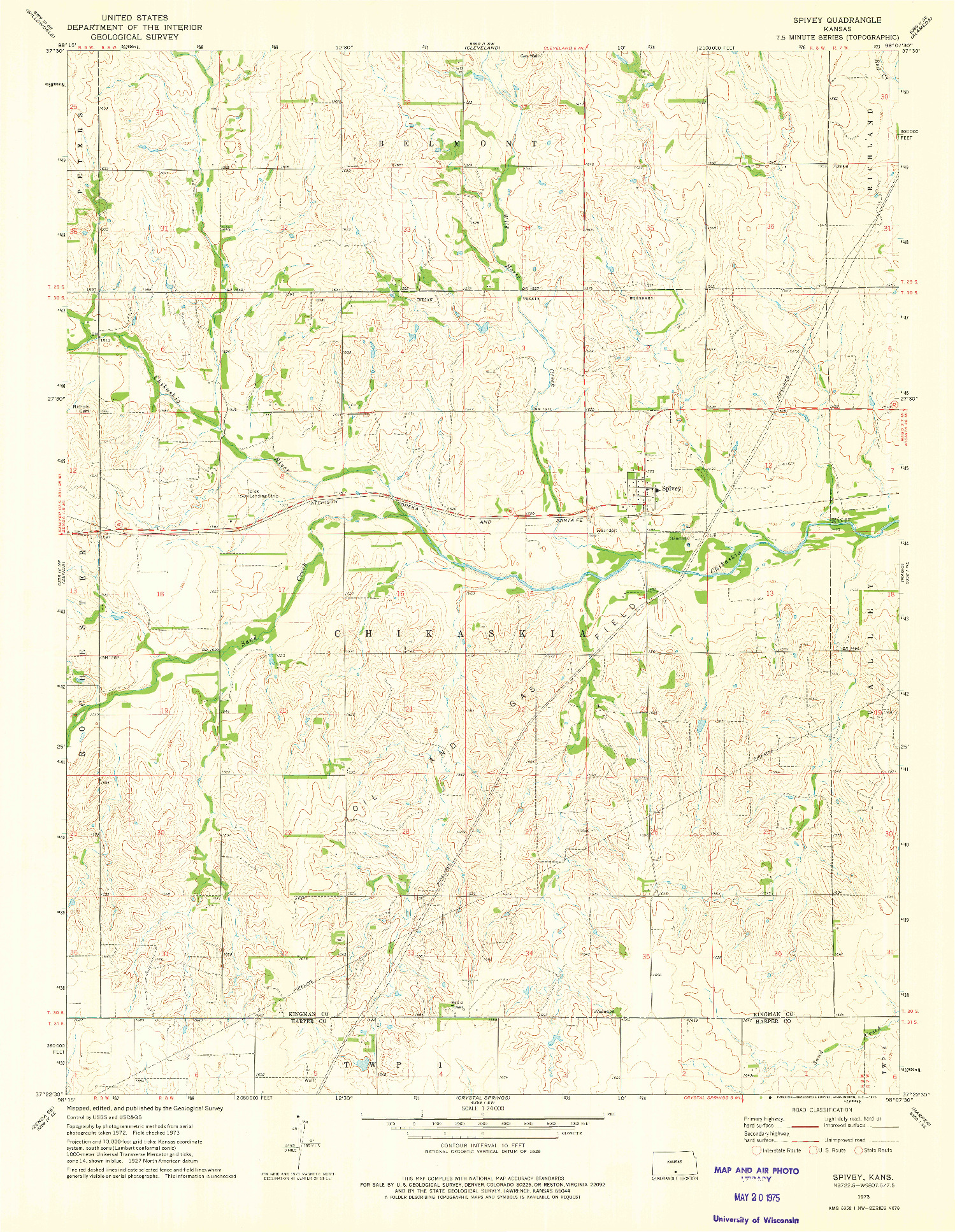 USGS 1:24000-SCALE QUADRANGLE FOR SPIVEY, KS 1973