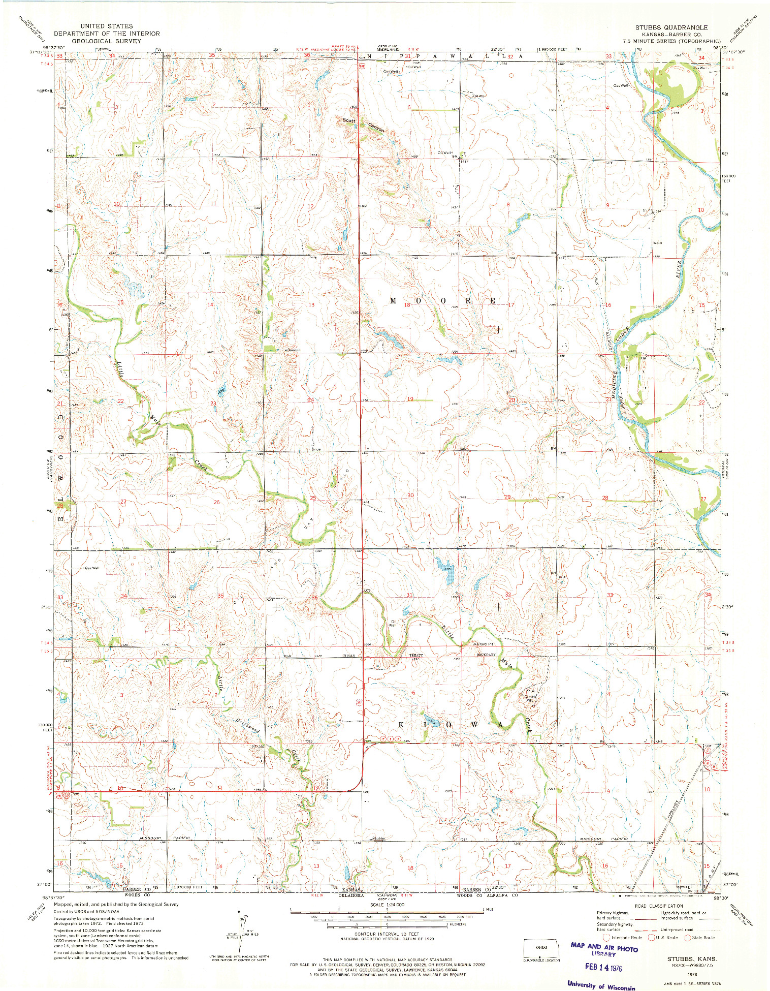USGS 1:24000-SCALE QUADRANGLE FOR STUBBS, KS 1973