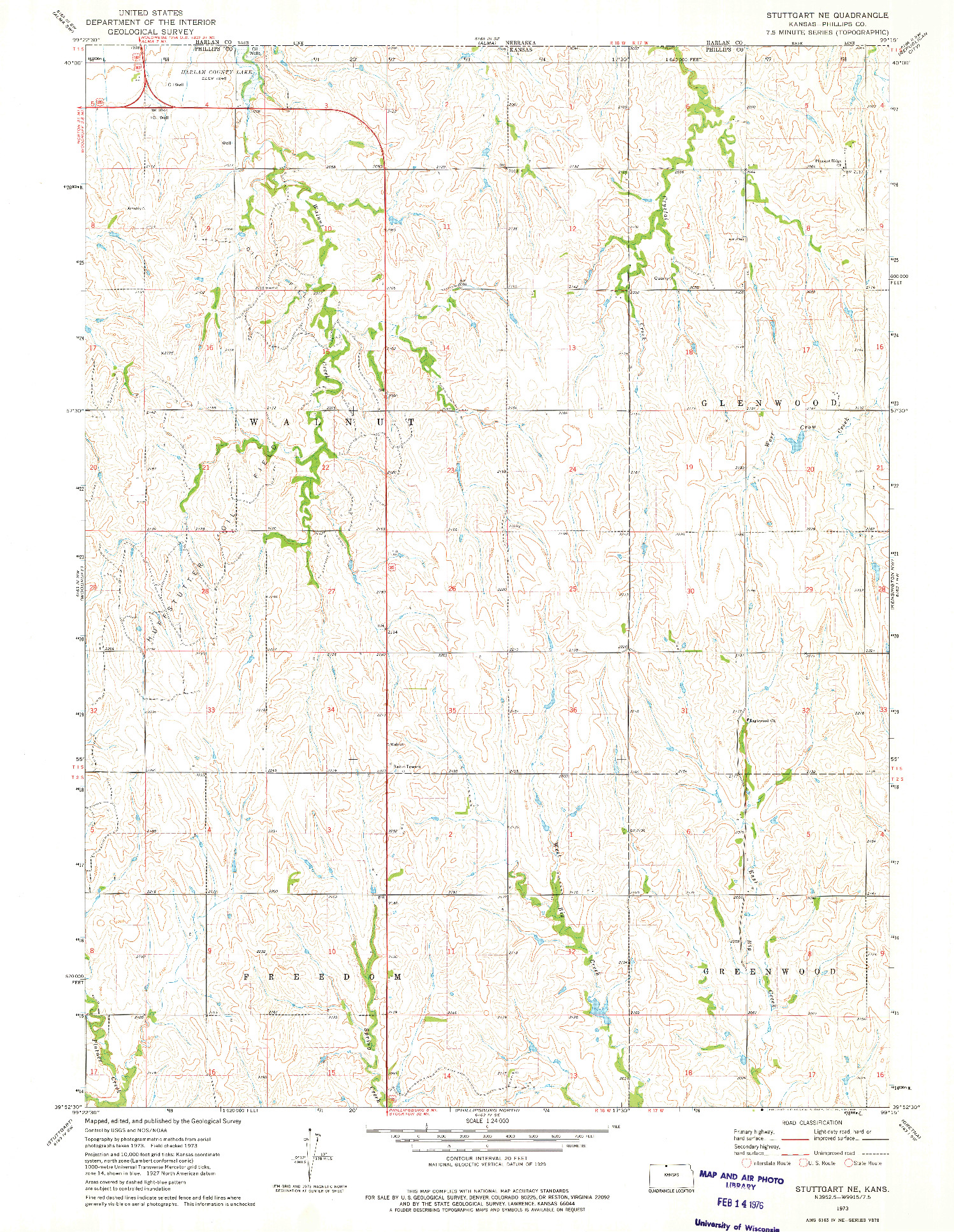 USGS 1:24000-SCALE QUADRANGLE FOR STUTTGART NE, KS 1973