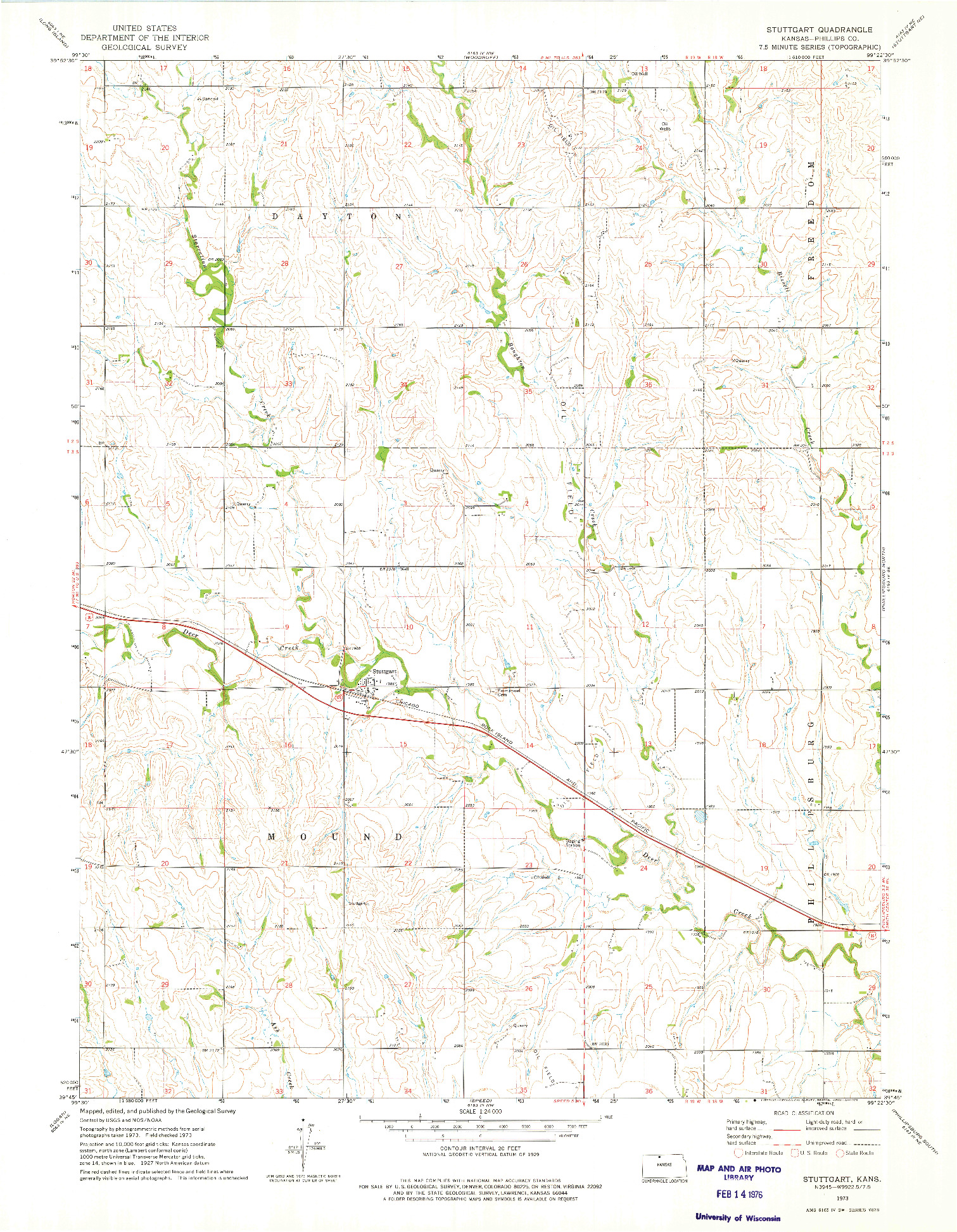 USGS 1:24000-SCALE QUADRANGLE FOR STUTTGART, KS 1973
