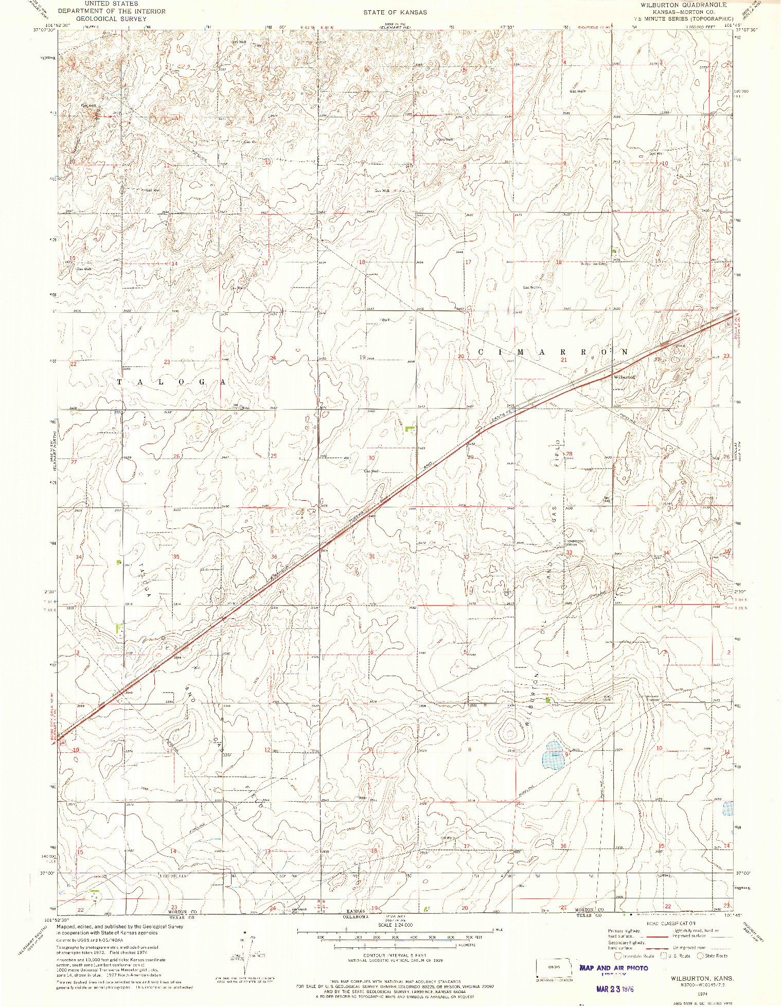 USGS 1:24000-SCALE QUADRANGLE FOR WILBURTON, KS 1974