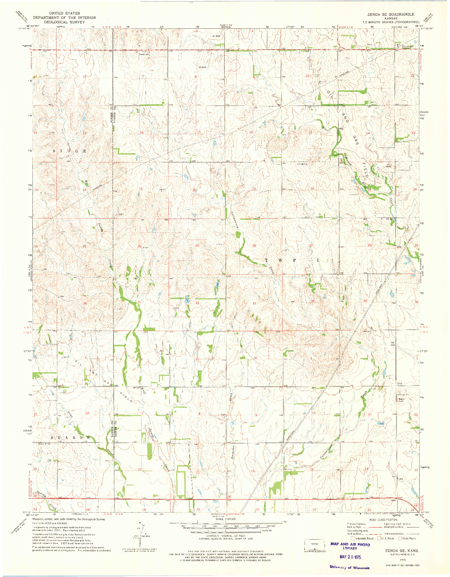 USGS 1:24000-SCALE QUADRANGLE FOR ZENDA SE, KS 1973