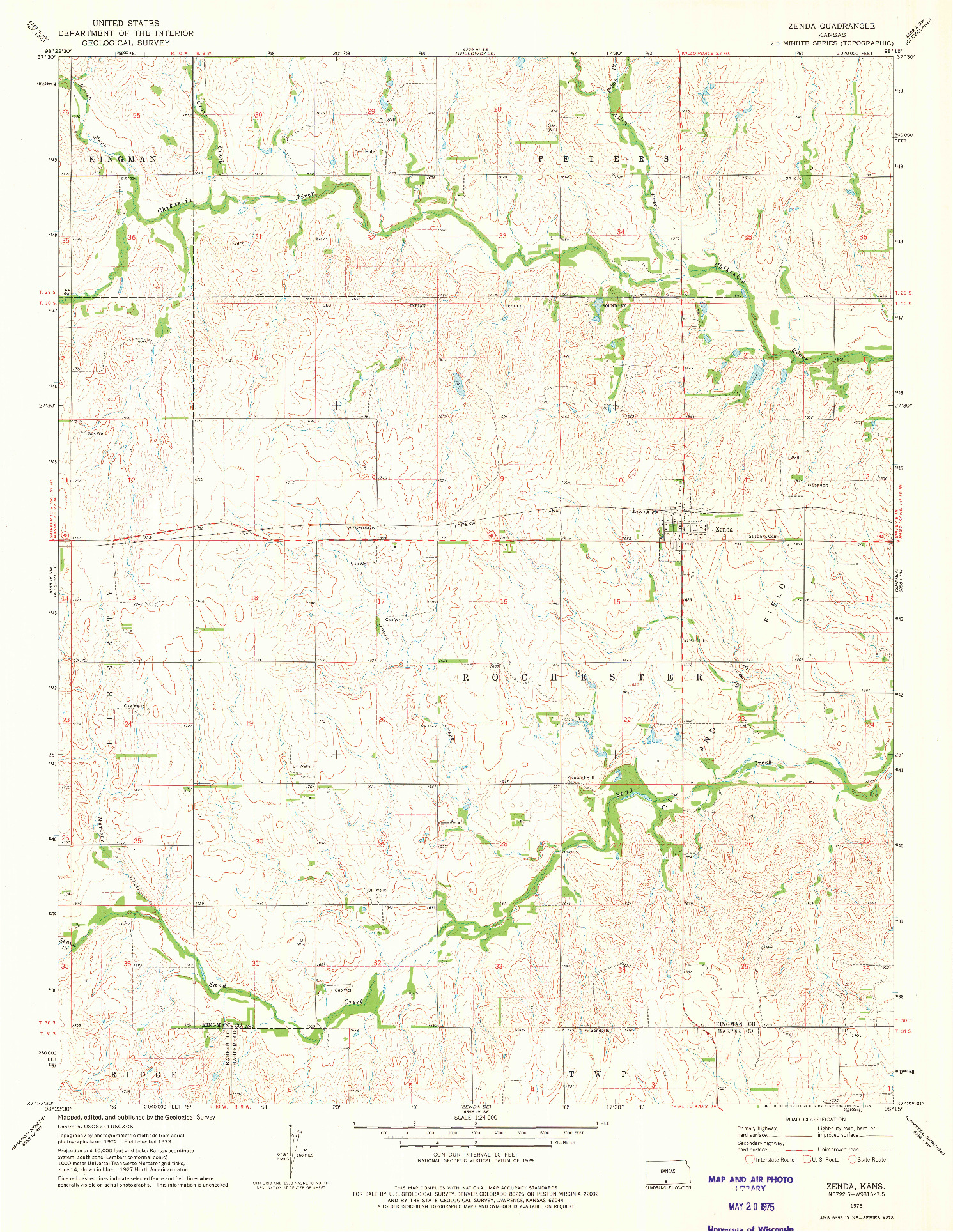 USGS 1:24000-SCALE QUADRANGLE FOR ZENDA, KS 1973