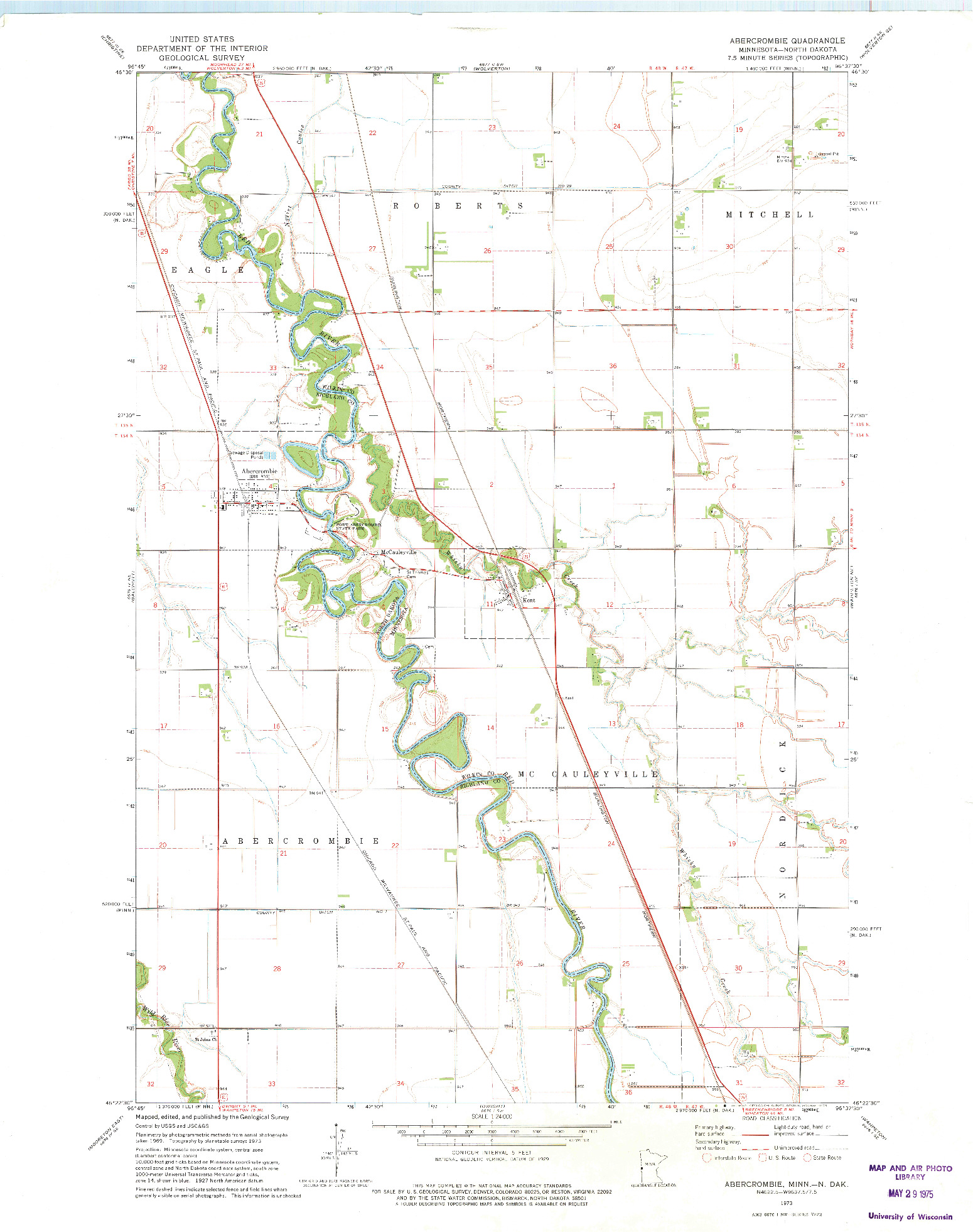 USGS 1:24000-SCALE QUADRANGLE FOR ABERCROMBIE, MN 1973