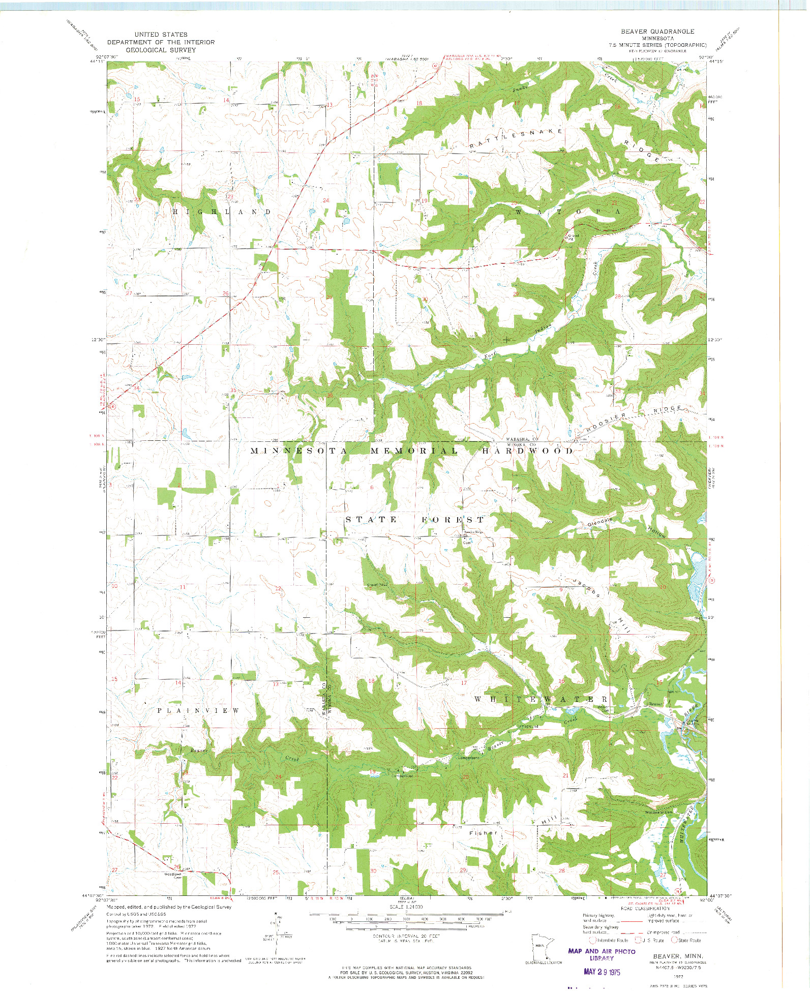 USGS 1:24000-SCALE QUADRANGLE FOR BEAVER, MN 1972