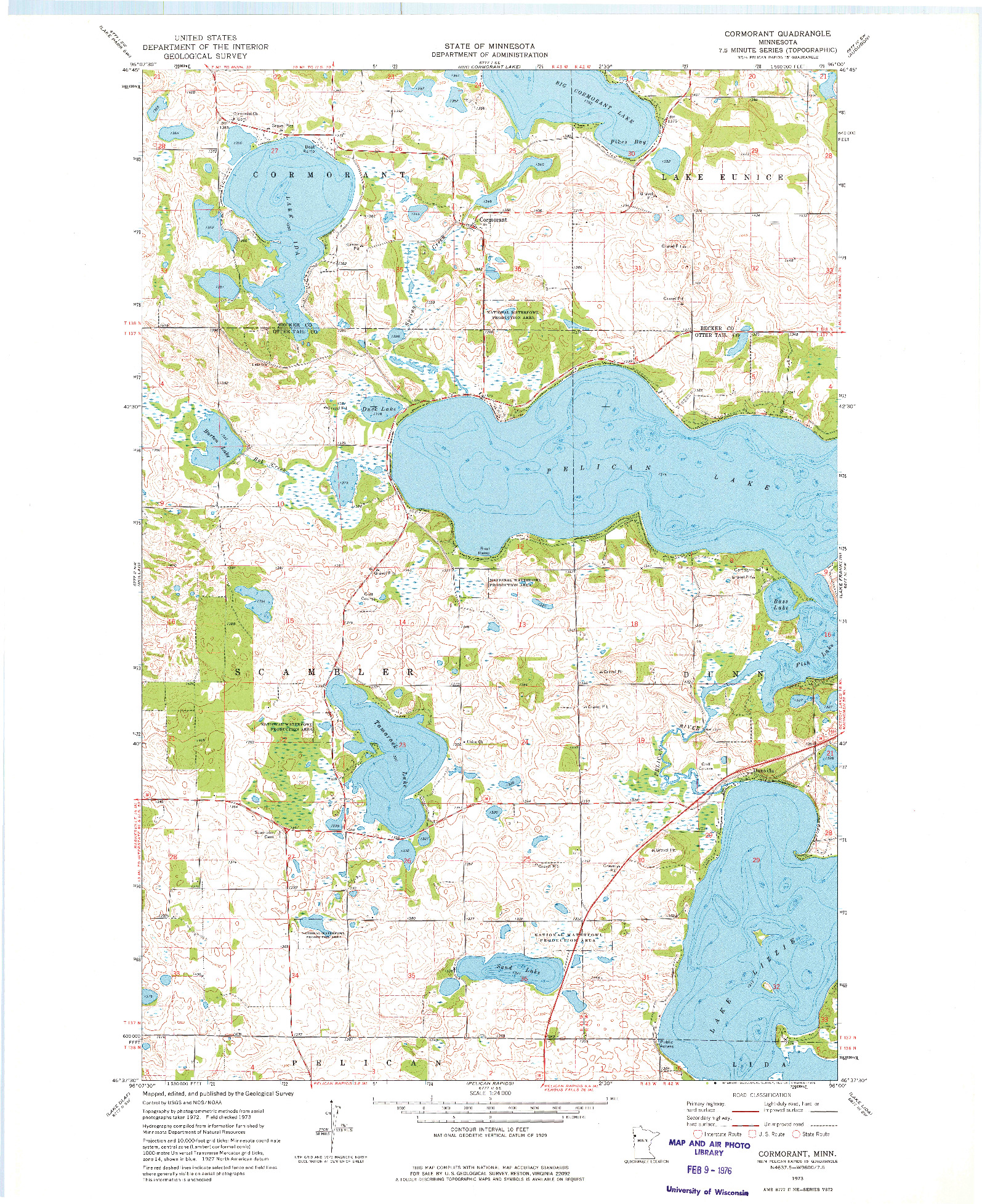 USGS 1:24000-SCALE QUADRANGLE FOR CORMORANT, MN 1973