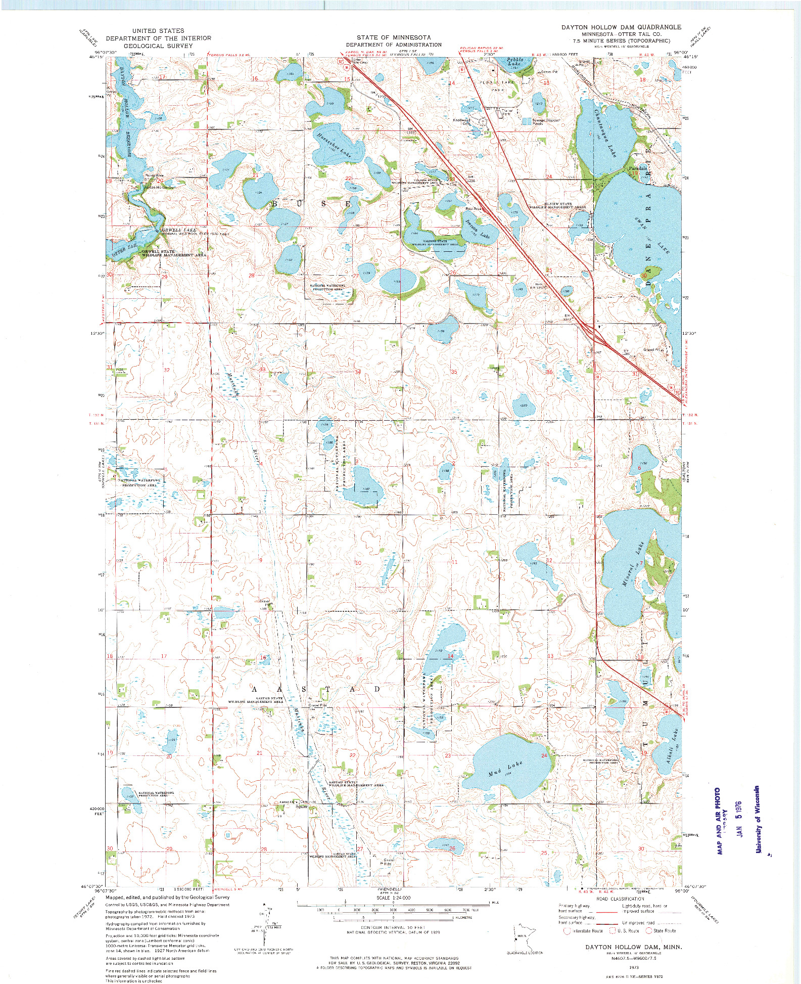 USGS 1:24000-SCALE QUADRANGLE FOR DAYTON HOLLOW DAM, MN 1973