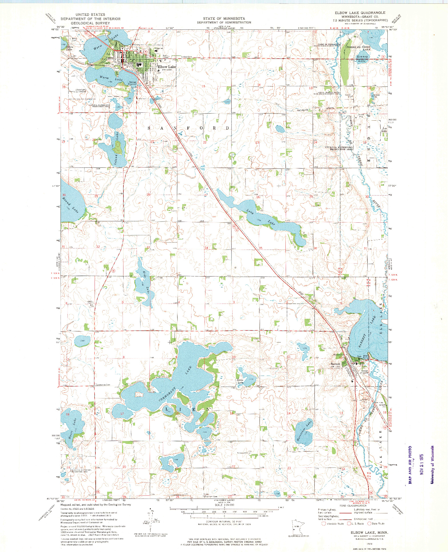 USGS 1:24000-SCALE QUADRANGLE FOR ELBOW LAKE, MN 1973