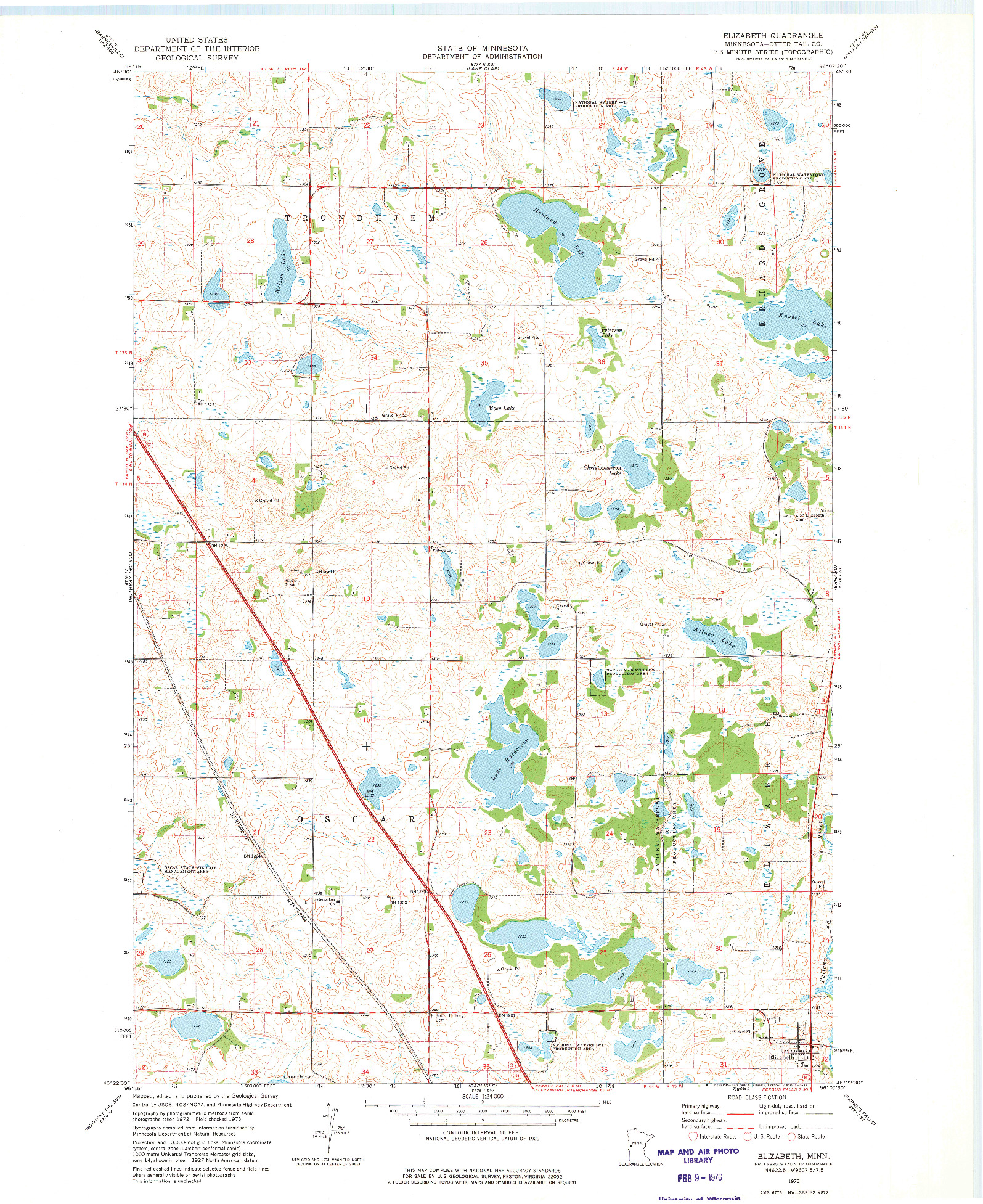 USGS 1:24000-SCALE QUADRANGLE FOR ELIZABETH, MN 1973