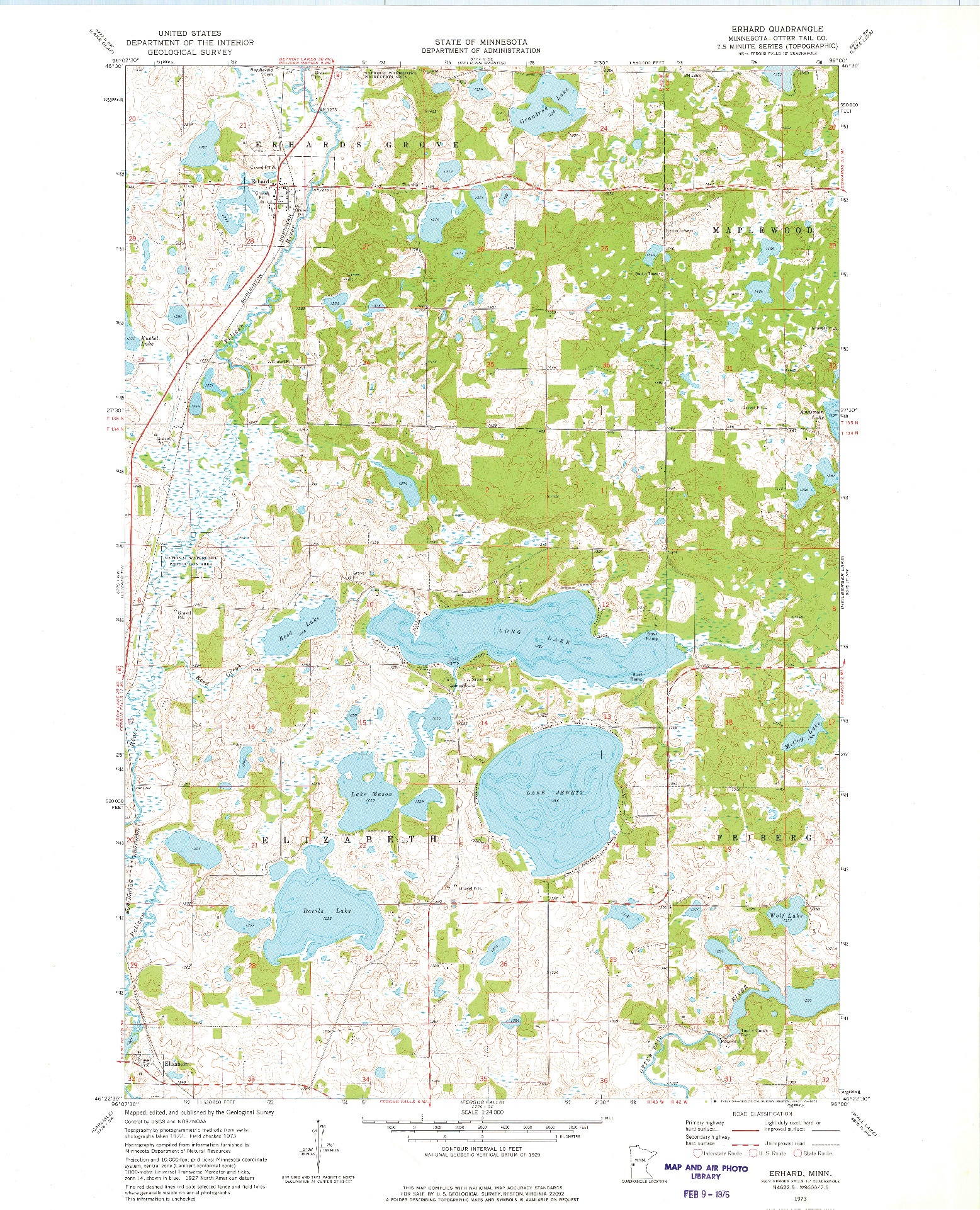 USGS 1:24000-SCALE QUADRANGLE FOR ERHARD, MN 1973