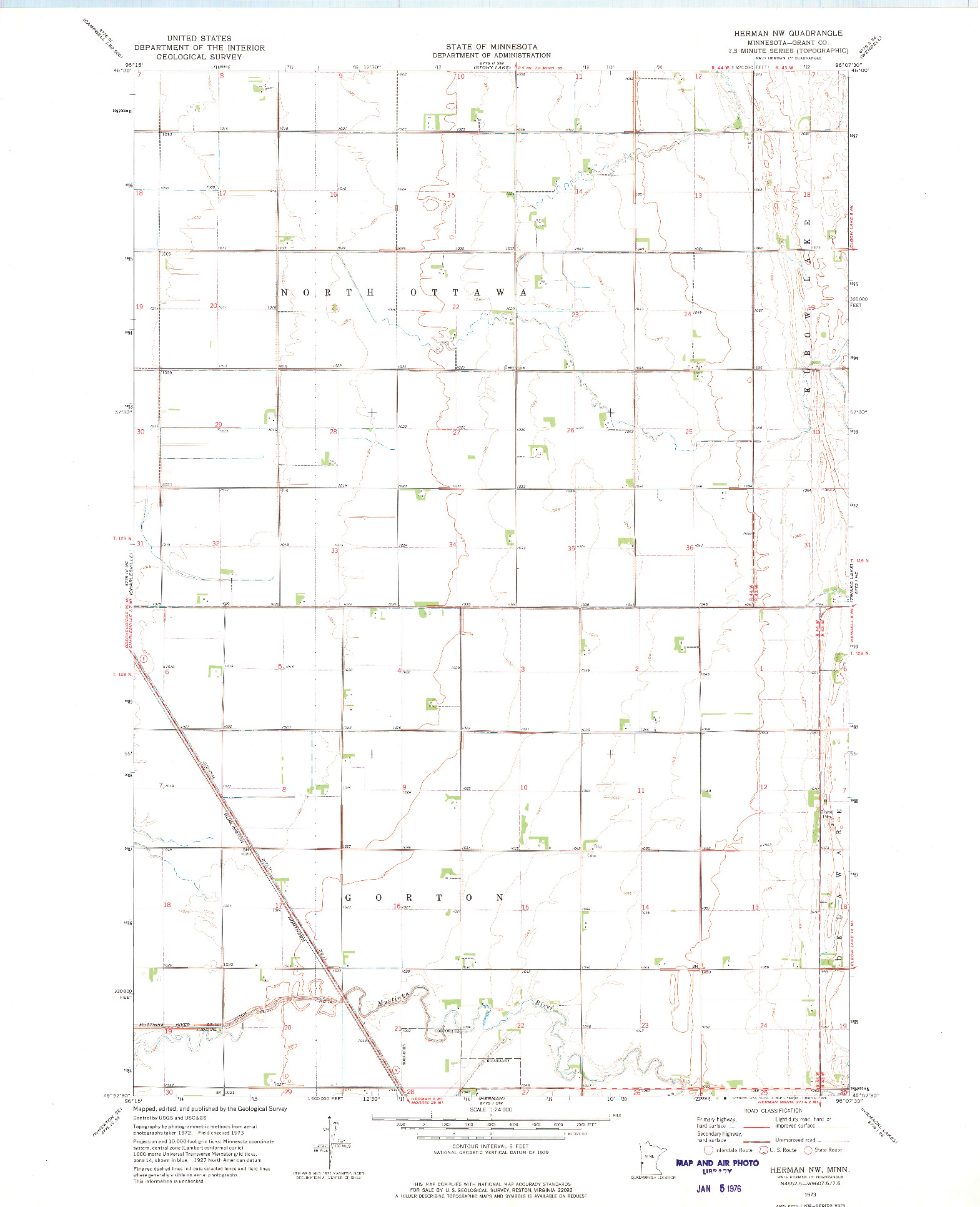 USGS 1:24000-SCALE QUADRANGLE FOR HERMAN NW, MN 1973