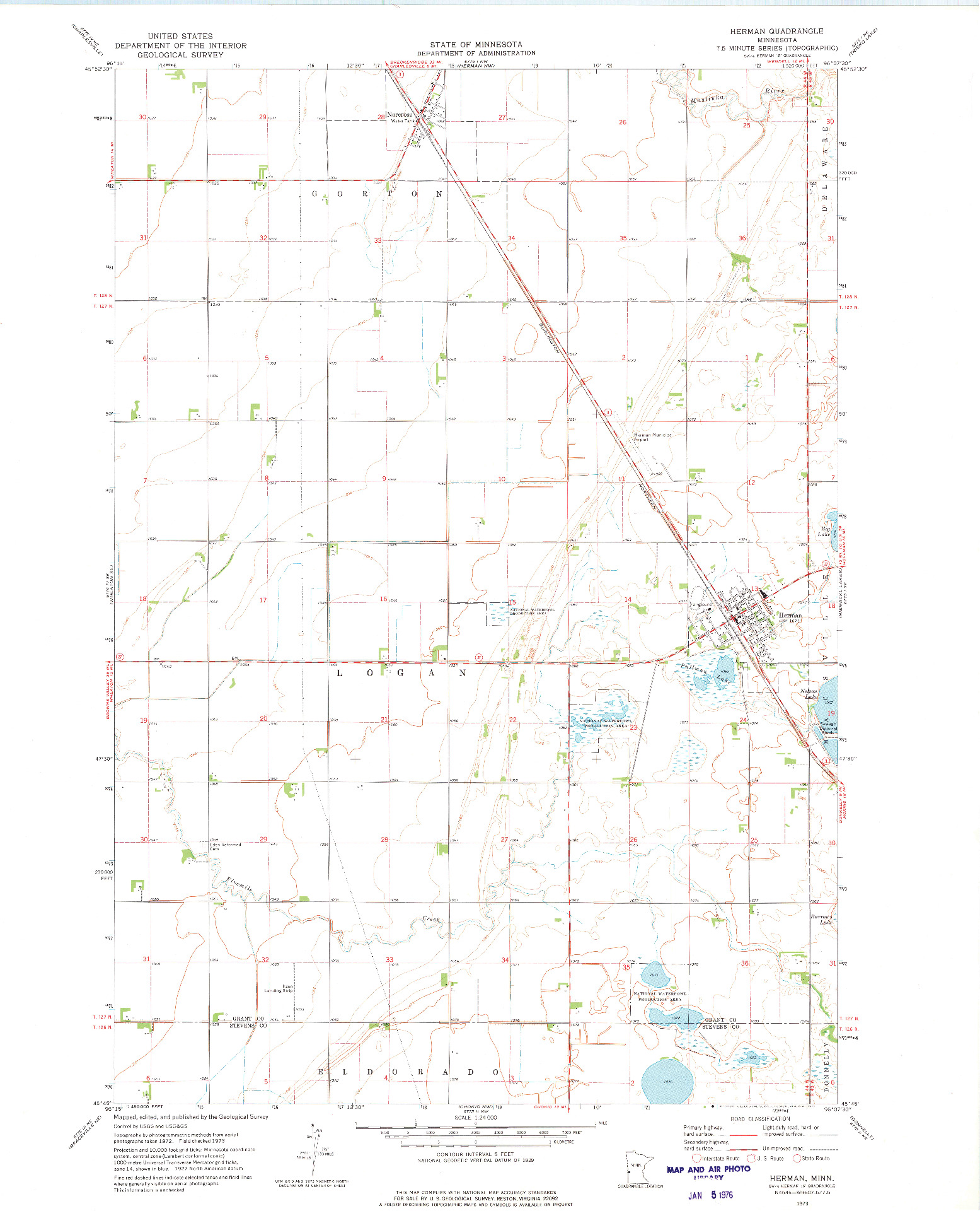 USGS 1:24000-SCALE QUADRANGLE FOR HERMAN, MN 1973