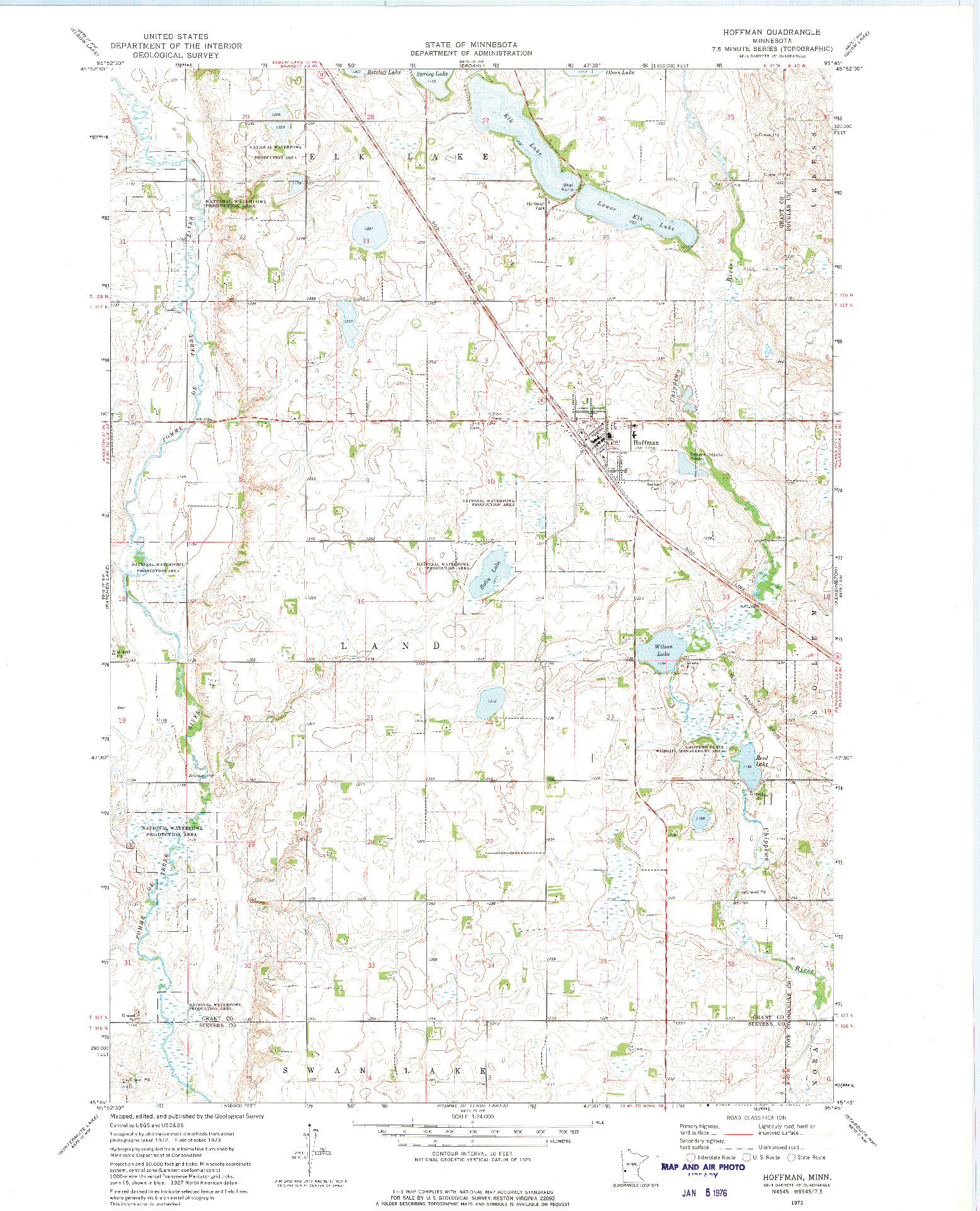 USGS 1:24000-SCALE QUADRANGLE FOR HOFFMAN, MN 1973