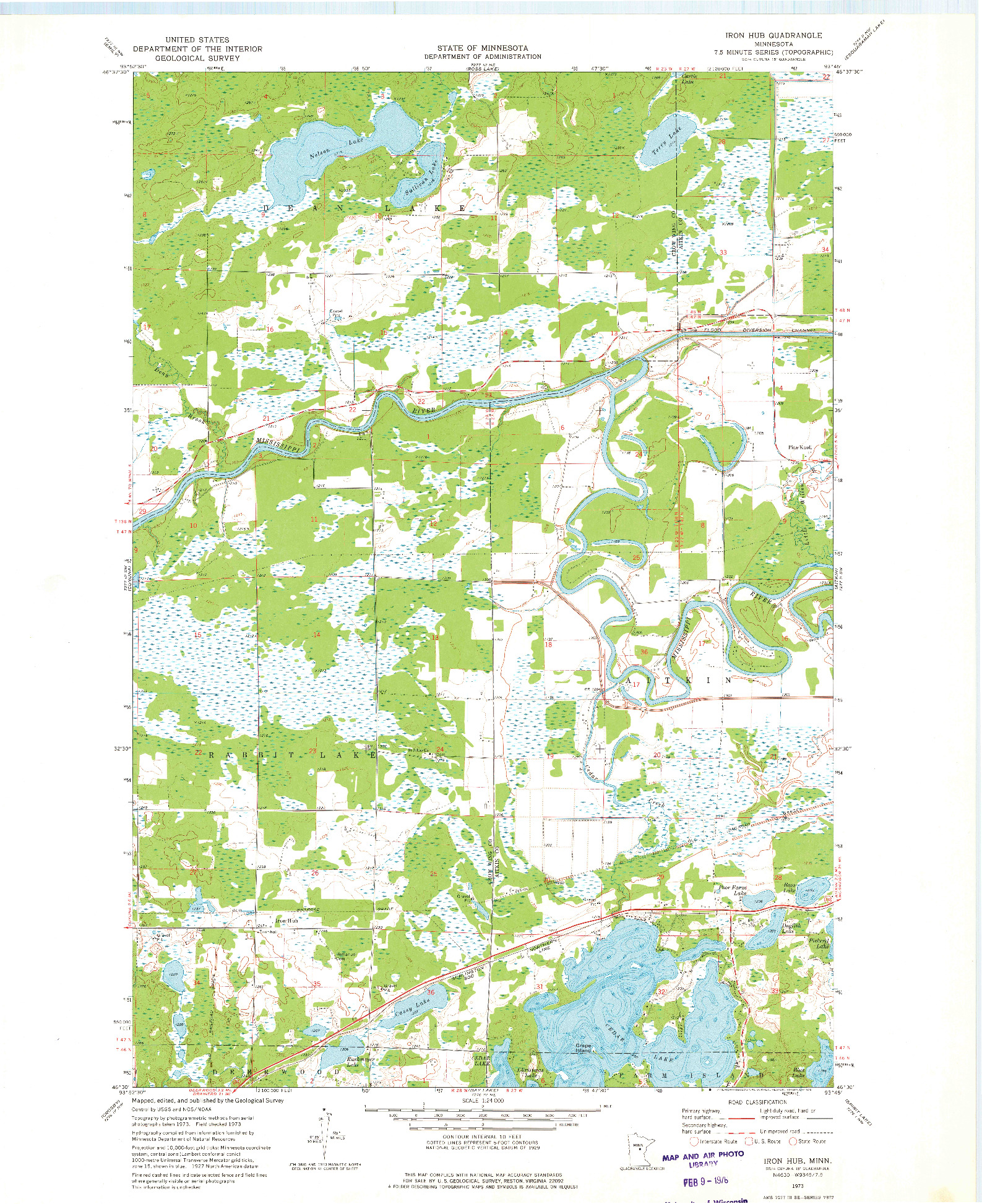 USGS 1:24000-SCALE QUADRANGLE FOR IRON HUB, MN 1973