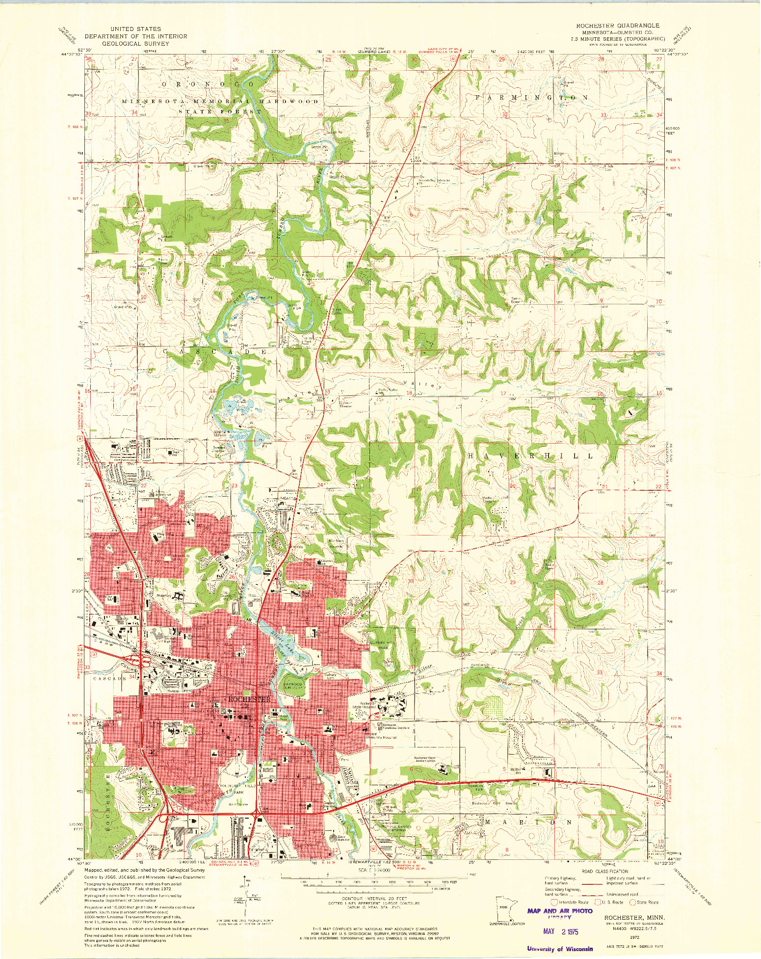 USGS 1:24000-SCALE QUADRANGLE FOR ROCHESTER, MN 1972