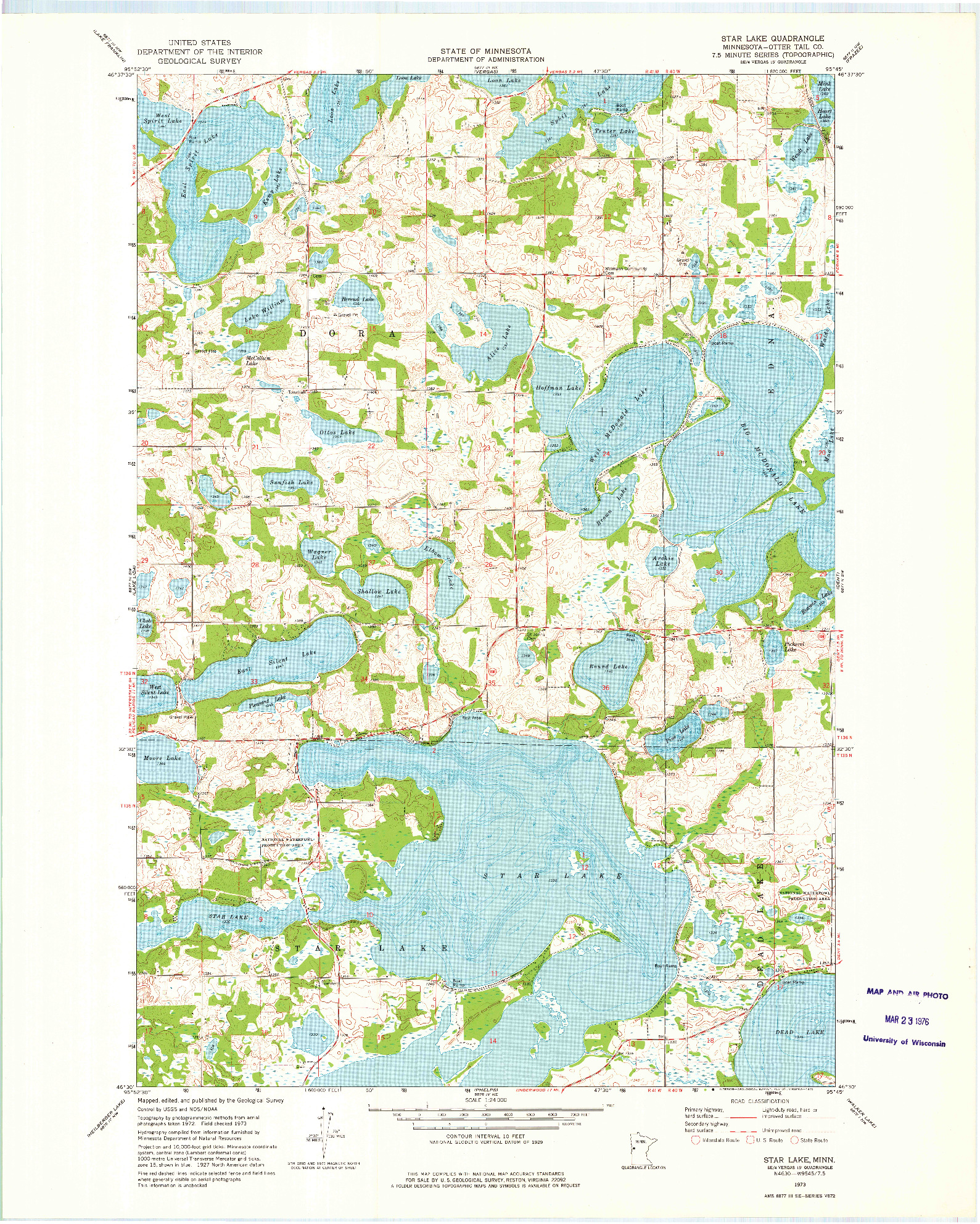 USGS 1:24000-SCALE QUADRANGLE FOR STAR LAKE, MN 1973