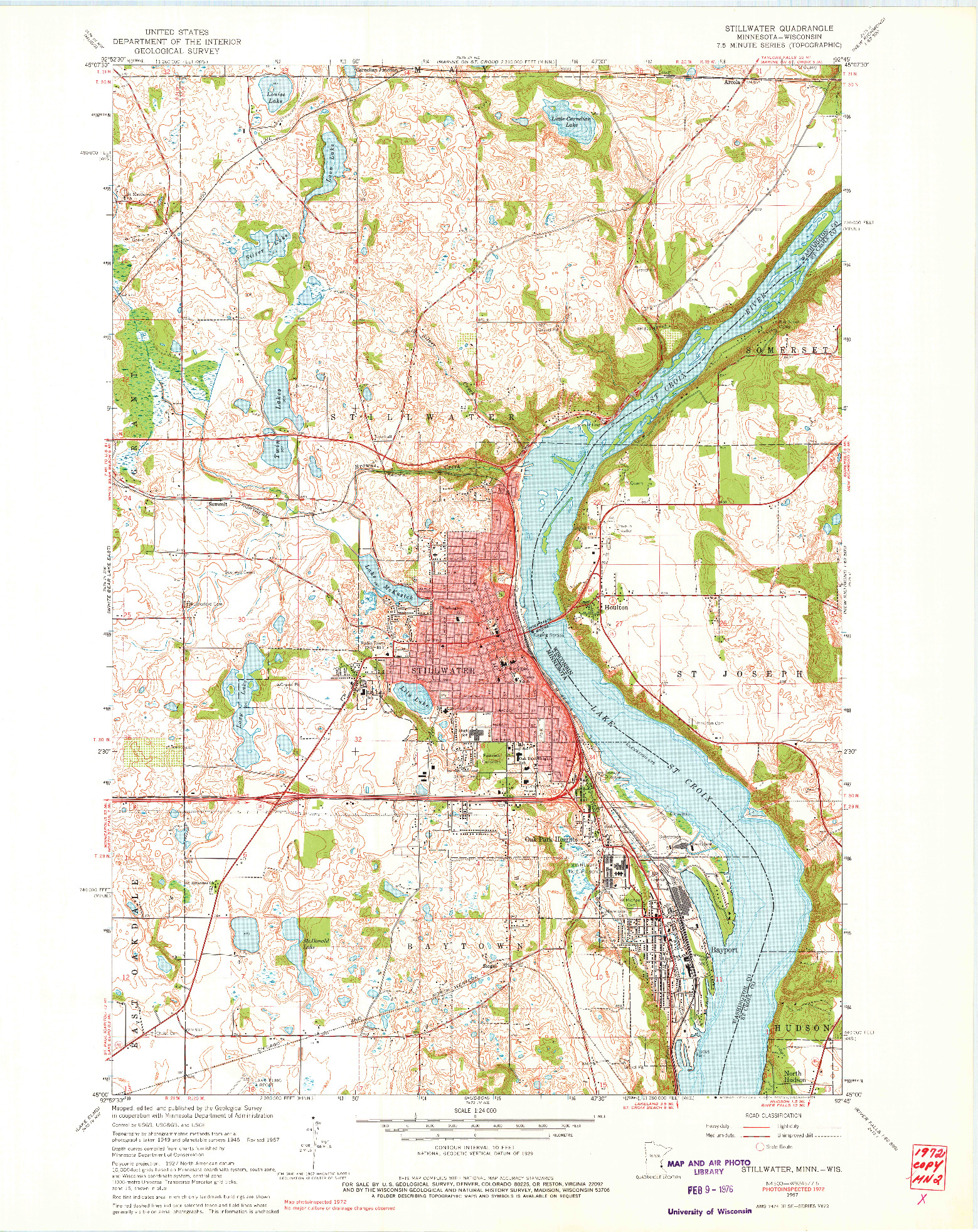 USGS 1:24000-SCALE QUADRANGLE FOR STILLWATER, MN 1967