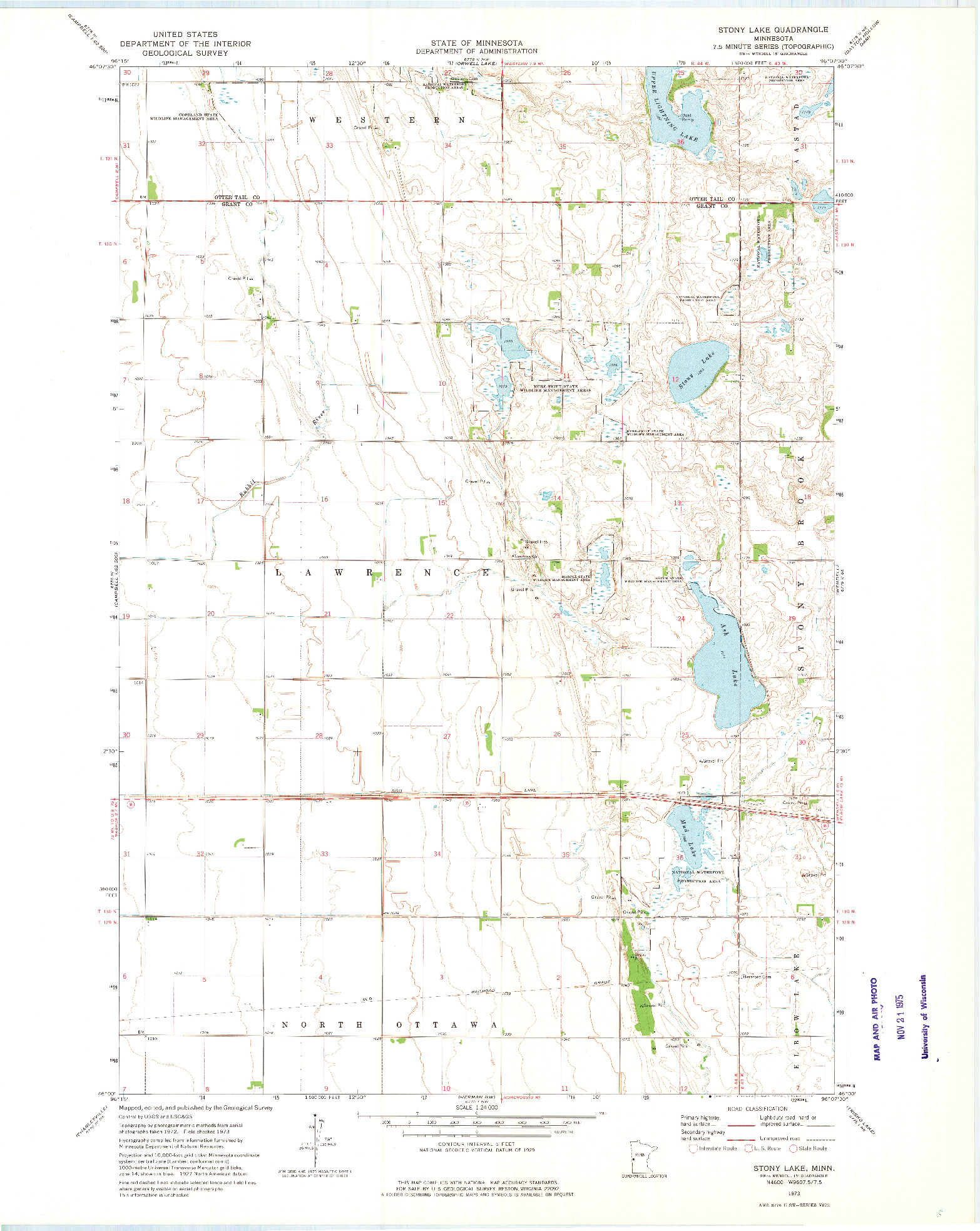 USGS 1:24000-SCALE QUADRANGLE FOR STONY LAKE, MN 1973