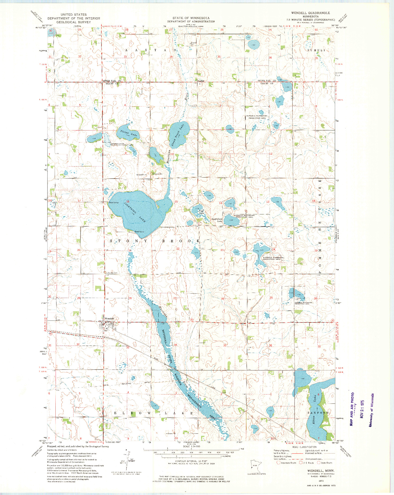 USGS 1:24000-SCALE QUADRANGLE FOR WENDELL, MN 1973