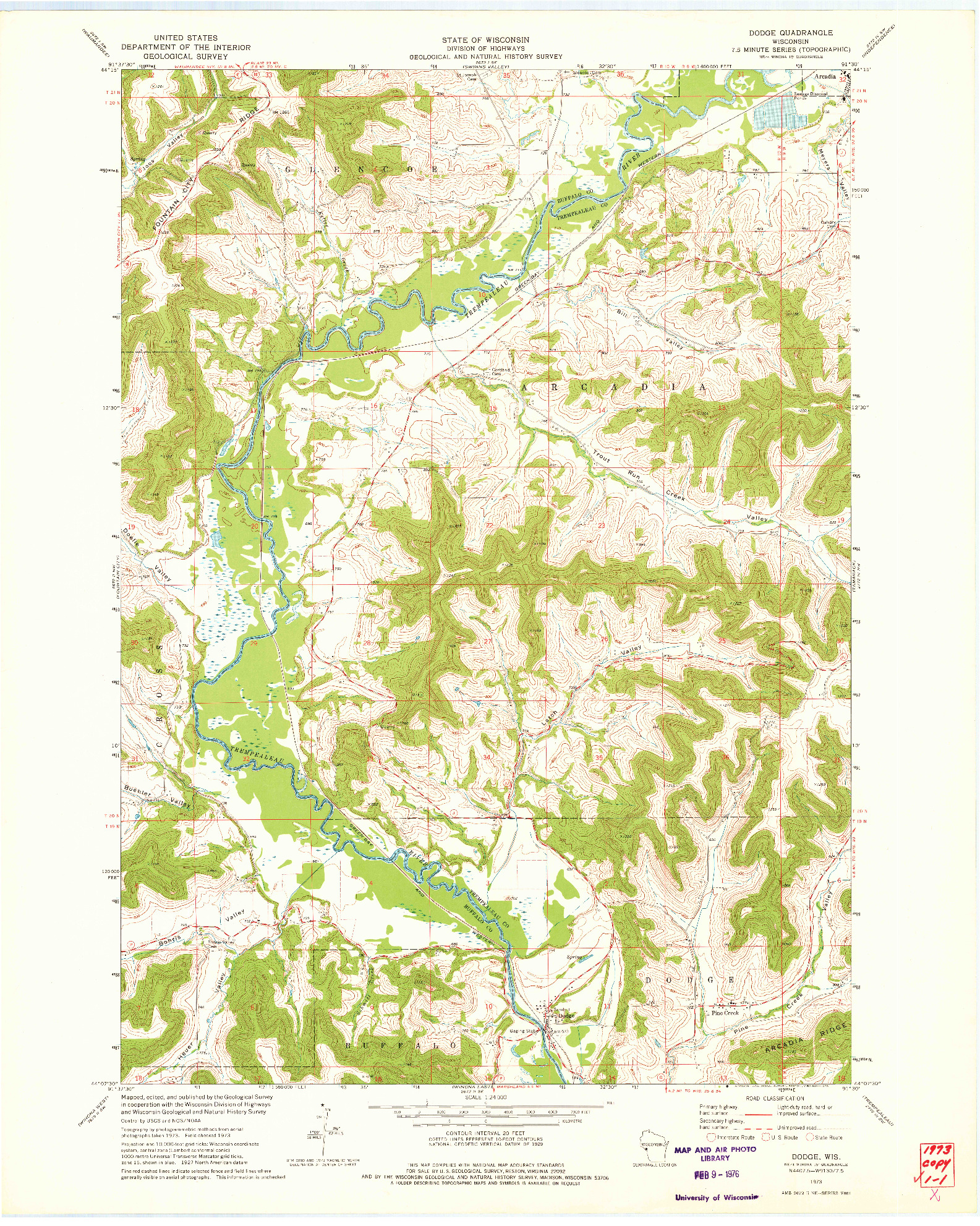 USGS 1:24000-SCALE QUADRANGLE FOR DODGE, WI 1973