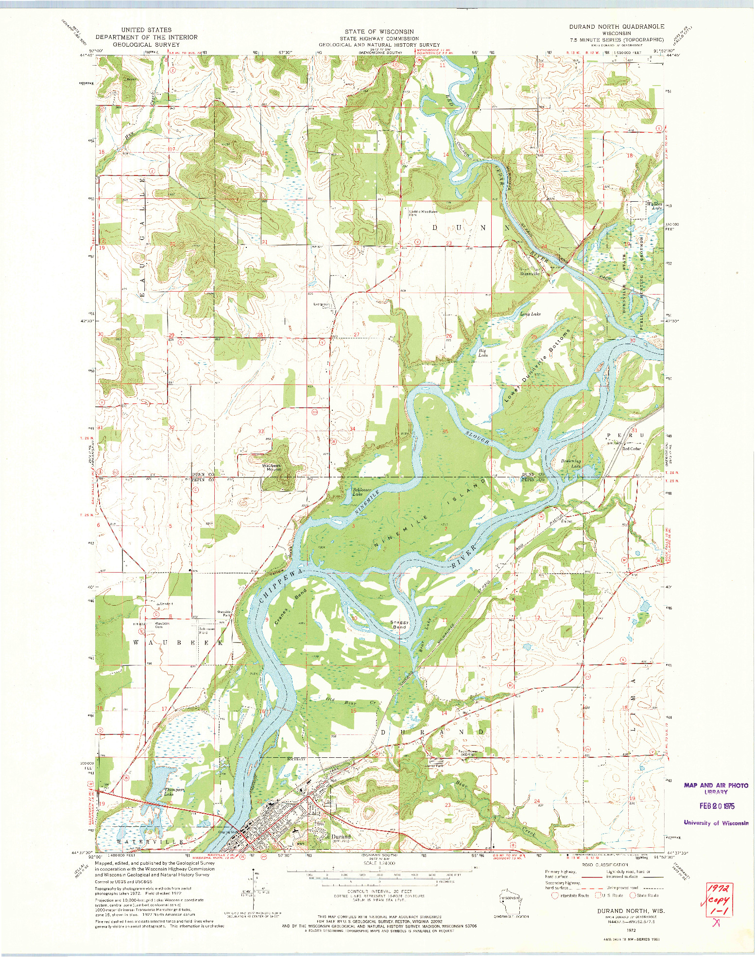 USGS 1:24000-SCALE QUADRANGLE FOR DURAND NORTH, WI 1972