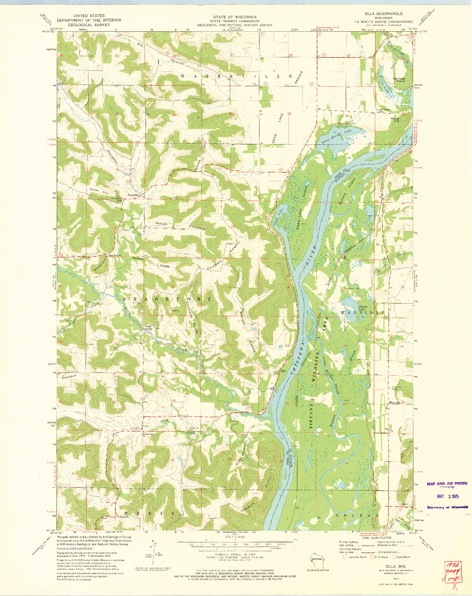 USGS 1:24000-SCALE QUADRANGLE FOR ELLA, WI 1972