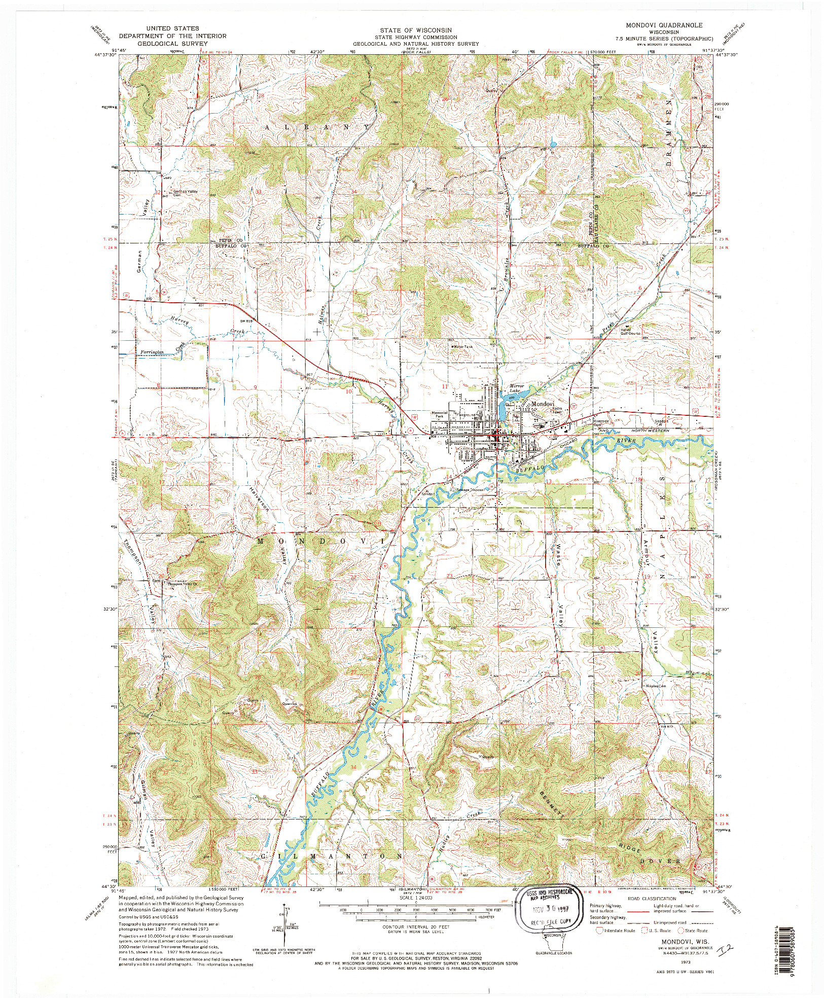USGS 1:24000-SCALE QUADRANGLE FOR MONDOVI, WI 1973