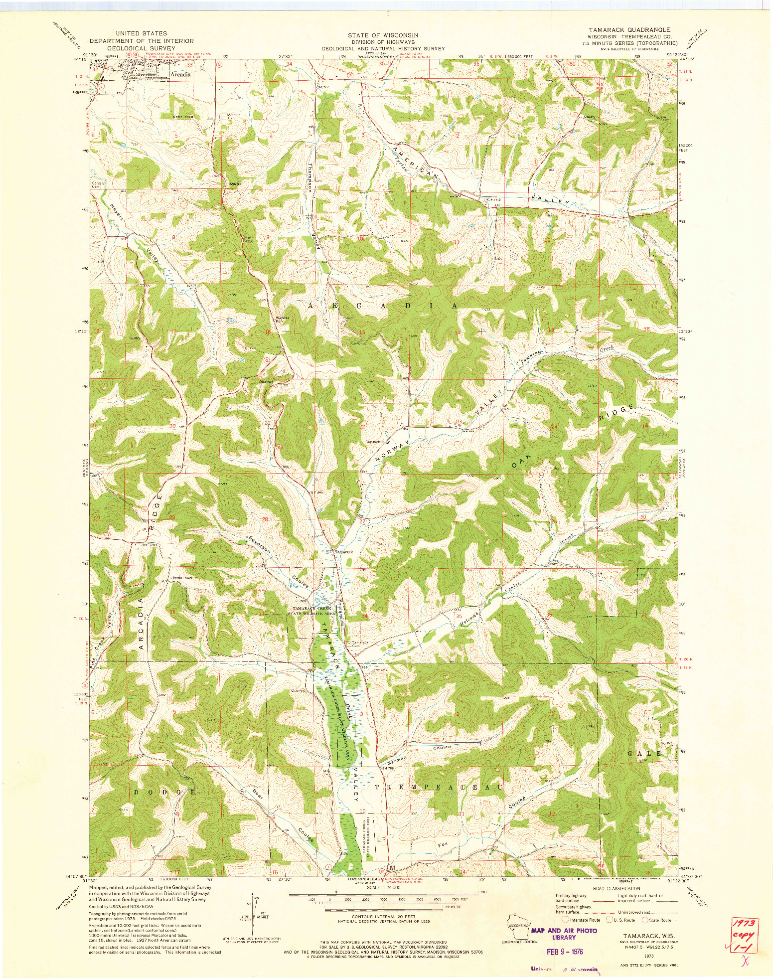 USGS 1:24000-SCALE QUADRANGLE FOR TAMARACK, WI 1973