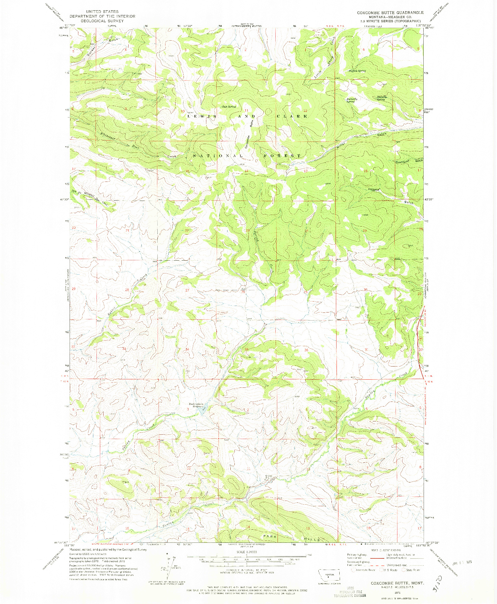 USGS 1:24000-SCALE QUADRANGLE FOR COXCOMBE BUTTE, MT 1971