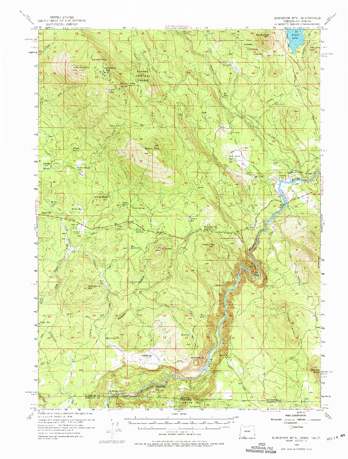 USGS 1:62500-SCALE QUADRANGLE FOR SURVEYOR MTN, OR 1955