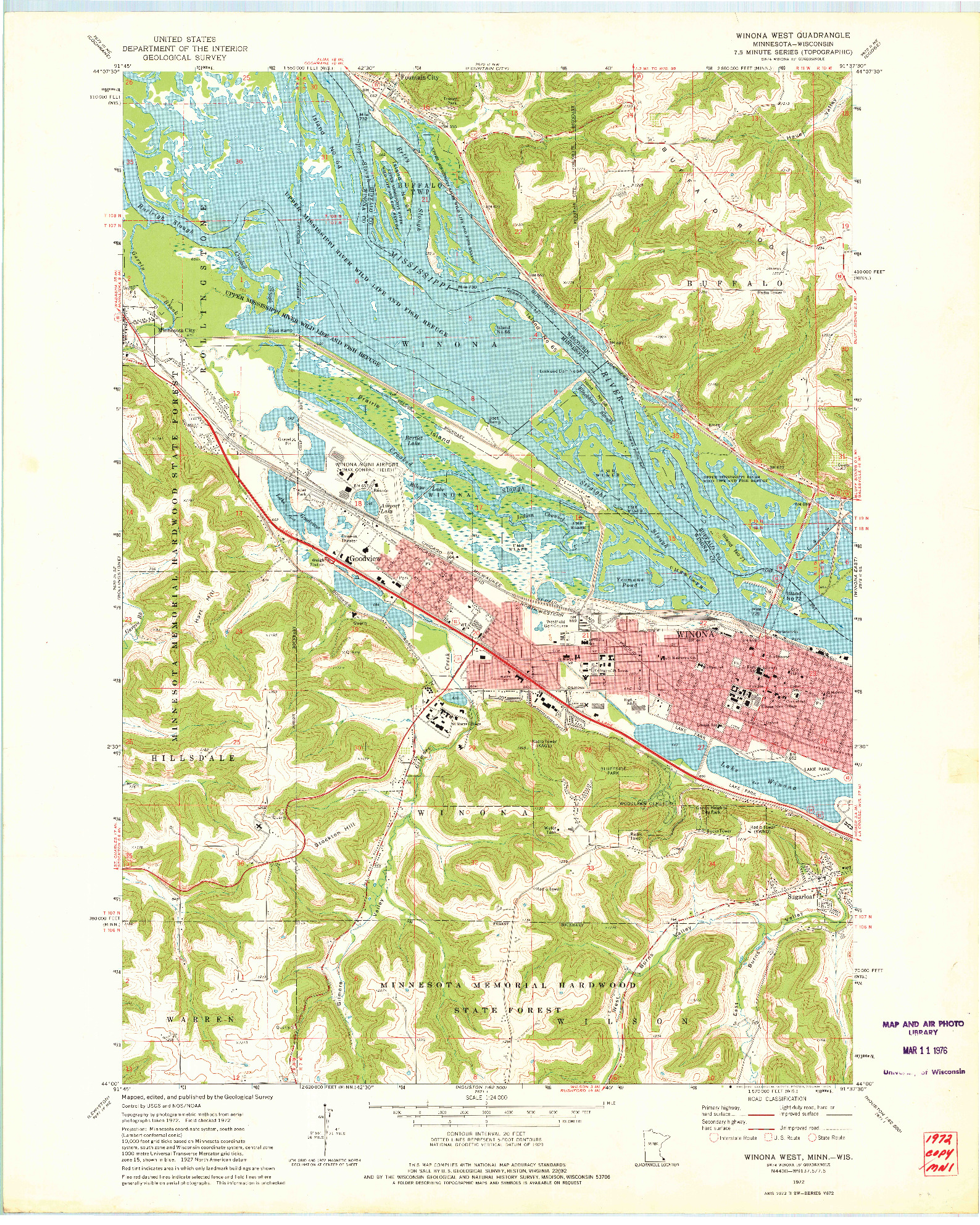 USGS 1:24000-SCALE QUADRANGLE FOR WINONA WEST, MN 1972