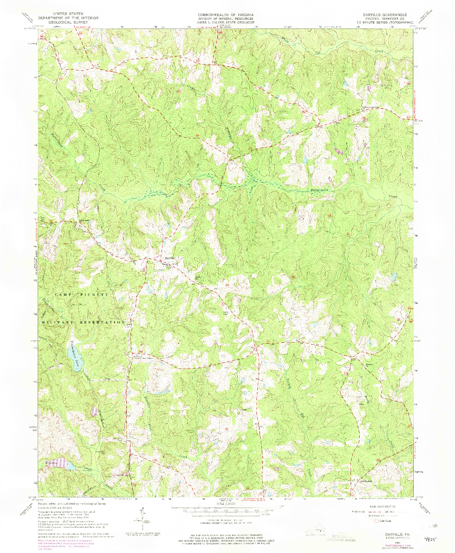 USGS 1:24000-SCALE QUADRANGLE FOR DARVILLS, VA 1964