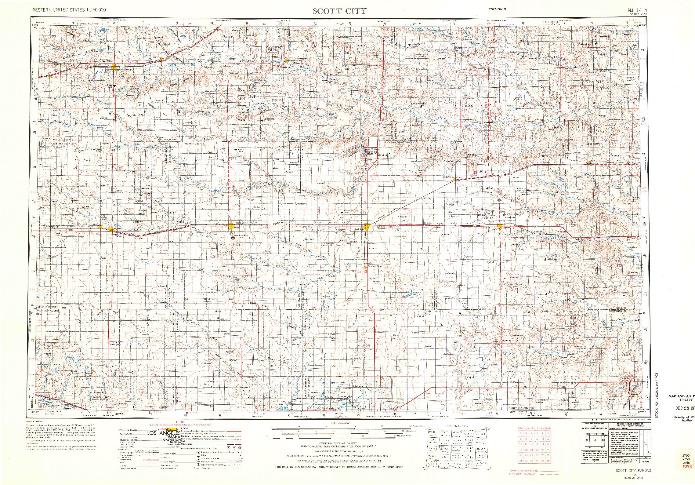 USGS 1:250000-SCALE QUADRANGLE FOR SCOTT CITY, KS 1955