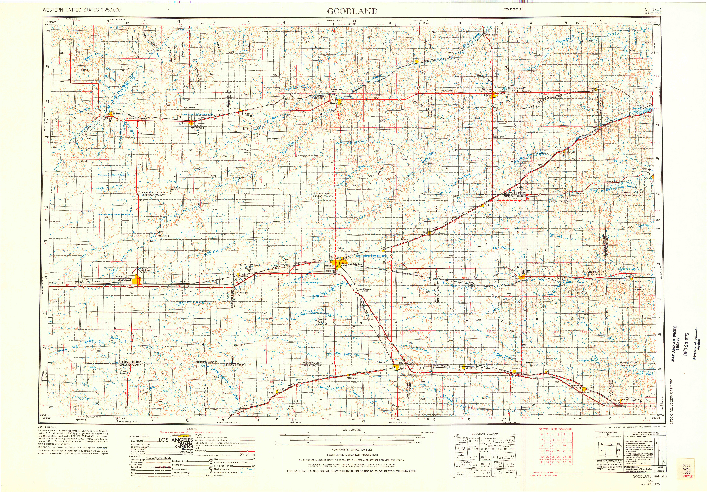 USGS 1:250000-SCALE QUADRANGLE FOR GOODLAND, KS 1954
