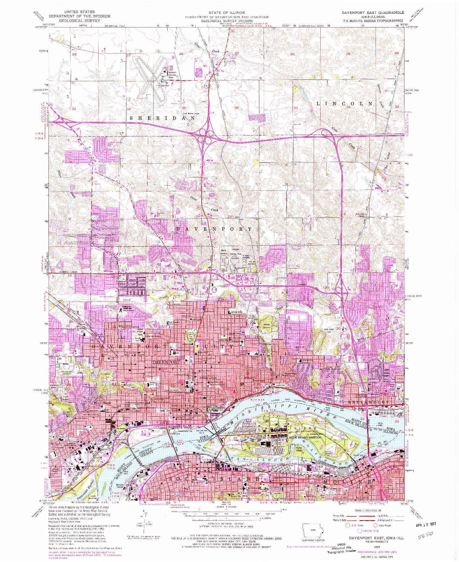 USGS 1:24000-SCALE QUADRANGLE FOR DAVENPORT EAST, IA 1953