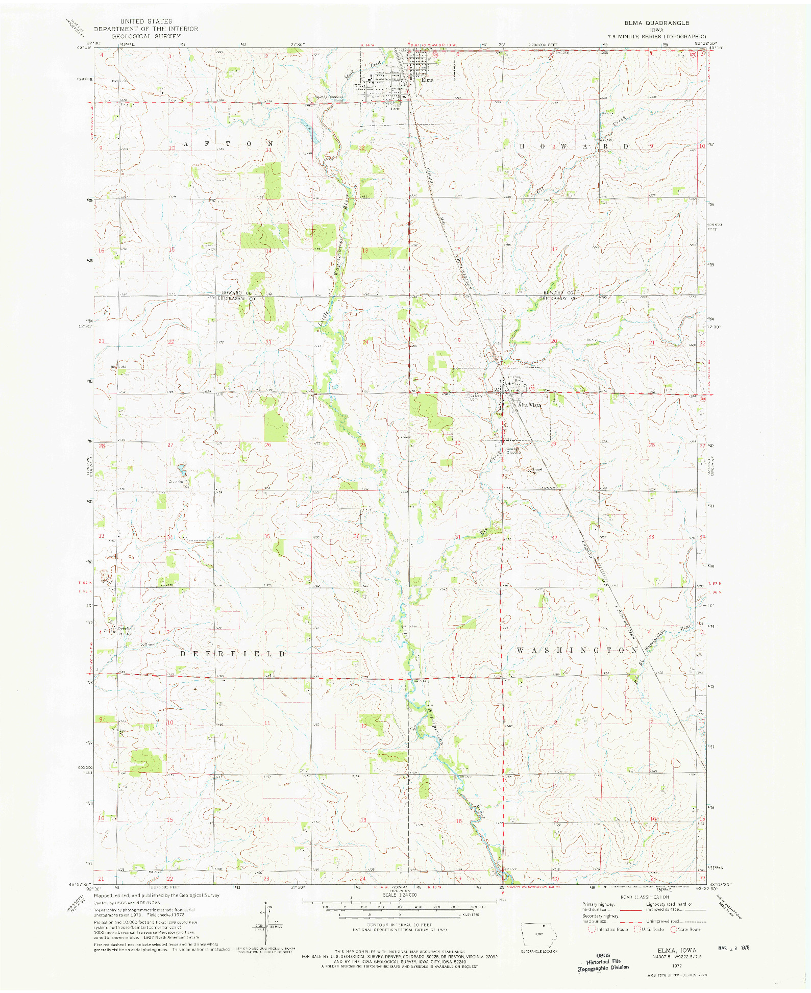 USGS 1:24000-SCALE QUADRANGLE FOR ELMA, IA 1972