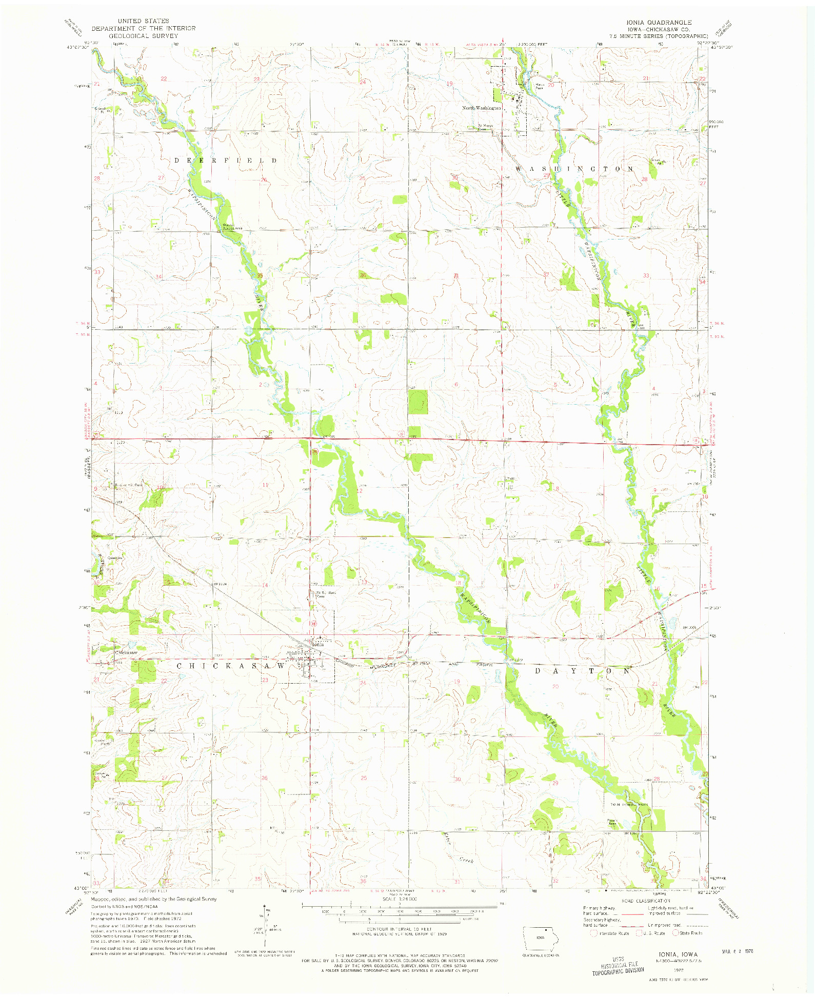 USGS 1:24000-SCALE QUADRANGLE FOR IONIA, IA 1972