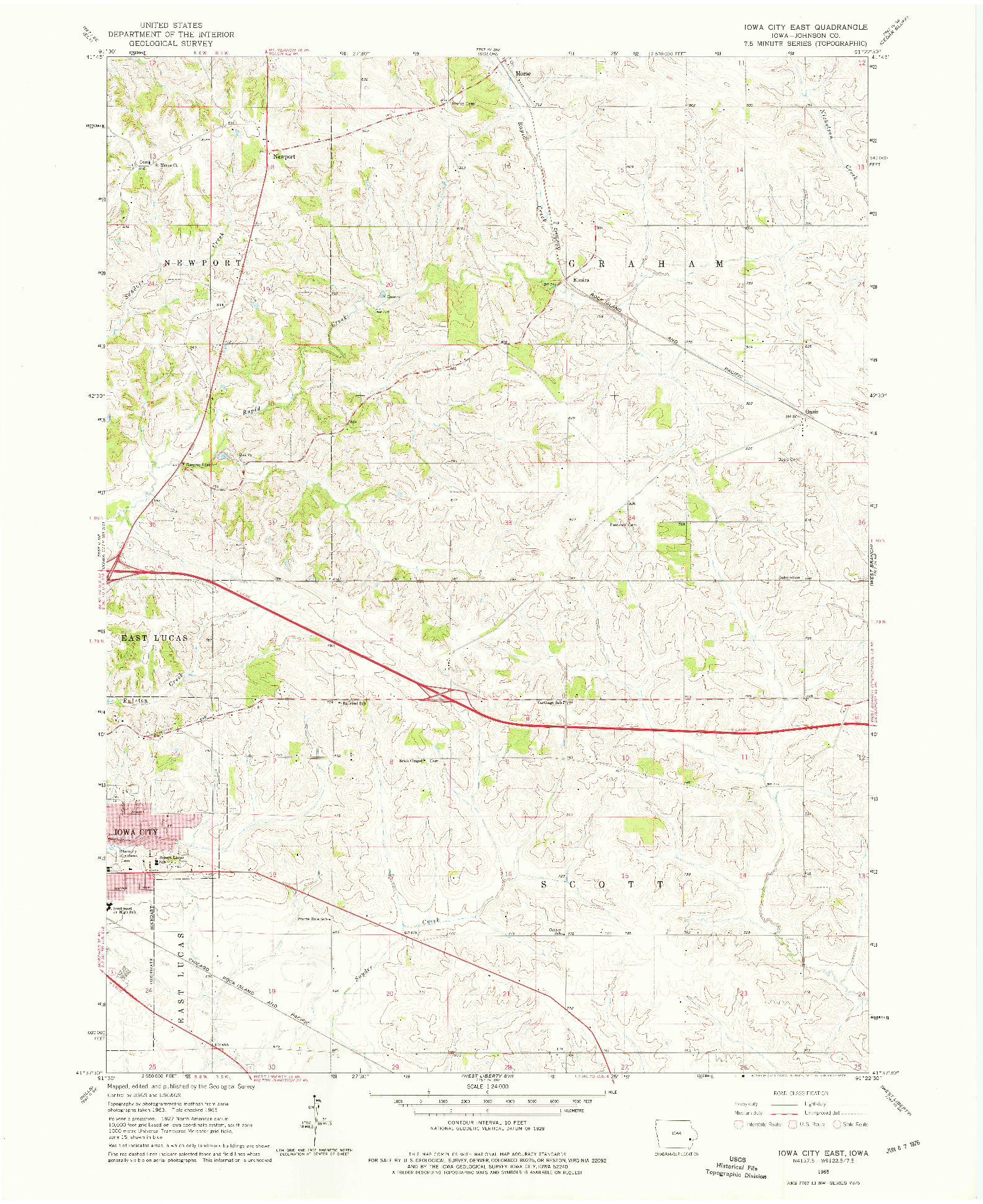 USGS 1:24000-SCALE QUADRANGLE FOR IOWA CITY EAST, IA 1965