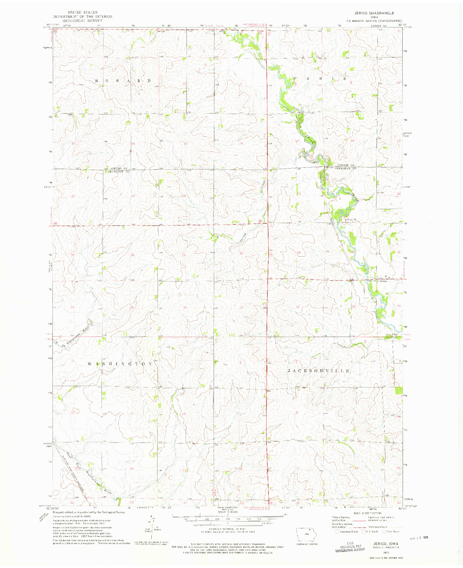 USGS 1:24000-SCALE QUADRANGLE FOR JERICO, IA 1972