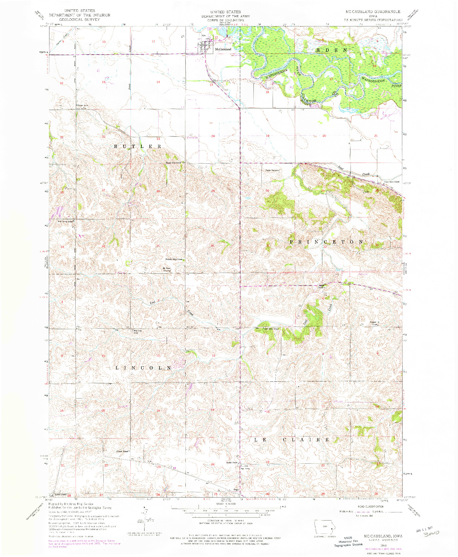 USGS 1:24000-SCALE QUADRANGLE FOR MC CAUSLAND, IA 1953