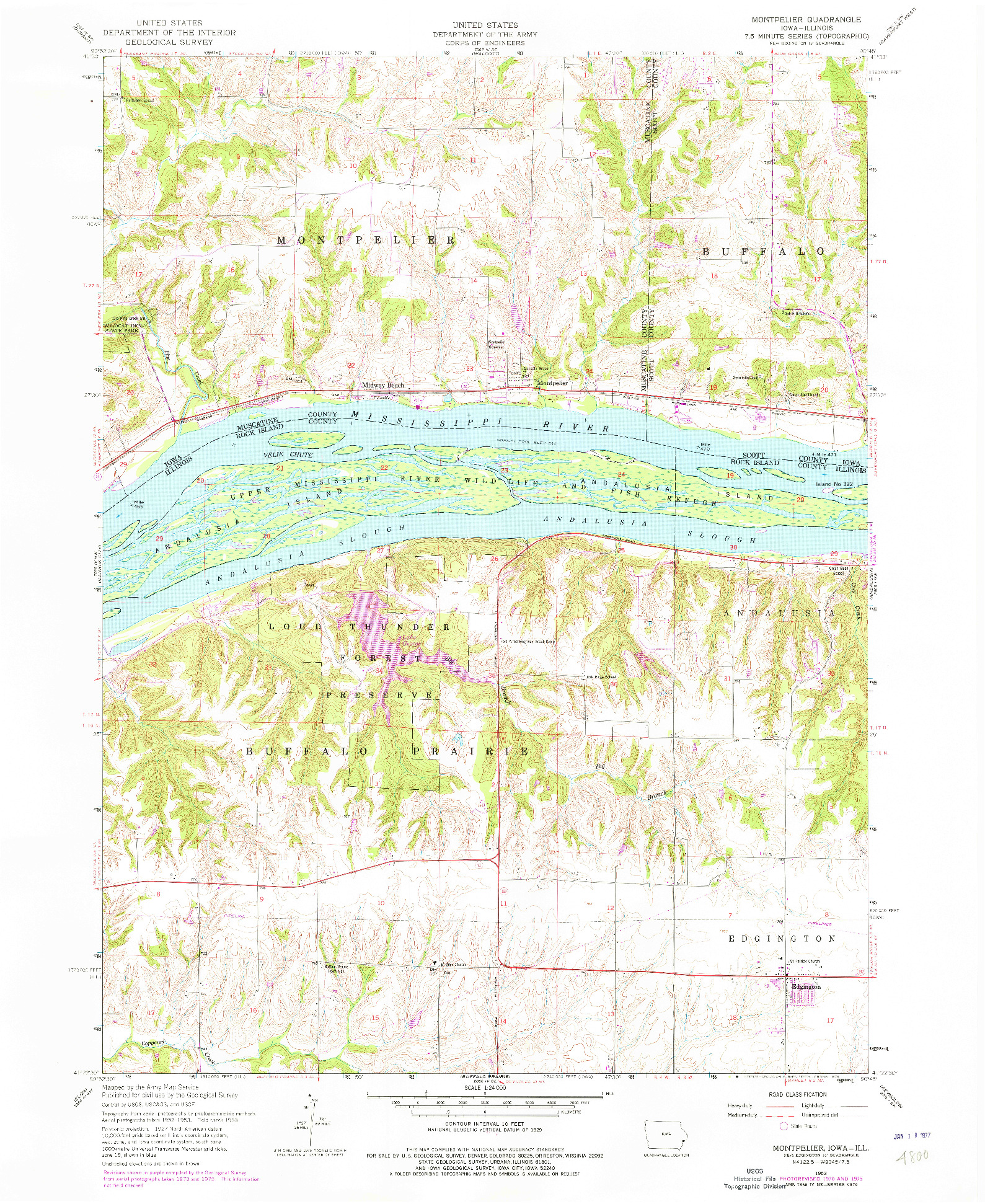 USGS 1:24000-SCALE QUADRANGLE FOR MONTPELIER, IA 1953