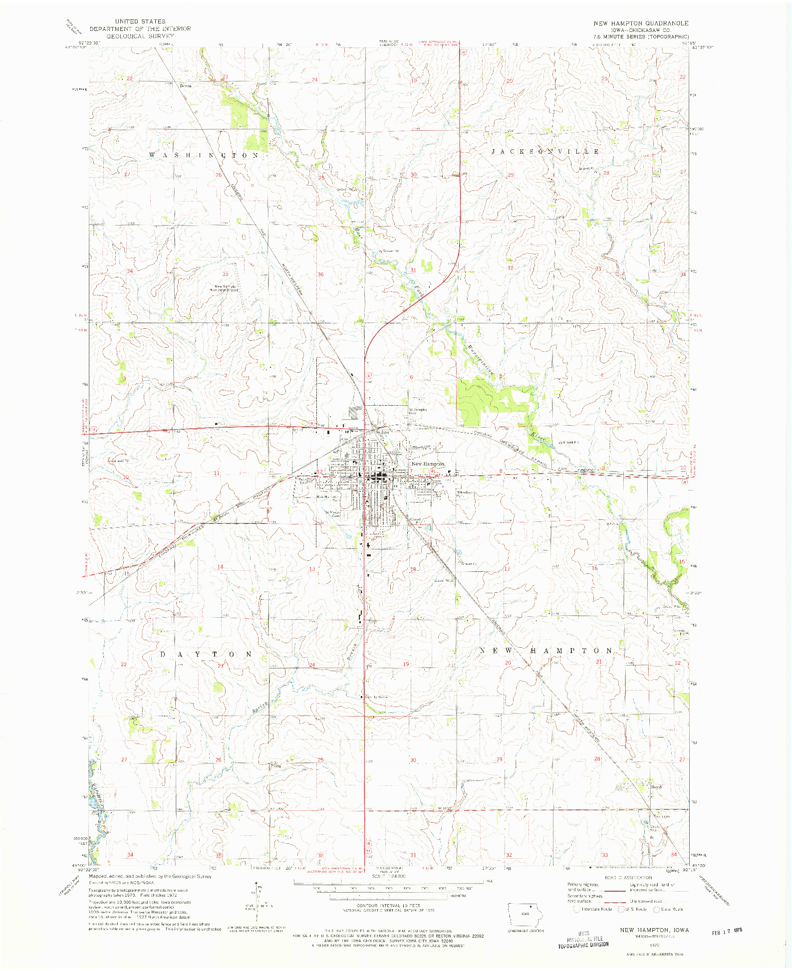 USGS 1:24000-SCALE QUADRANGLE FOR NEW HAMPTON, IA 1972