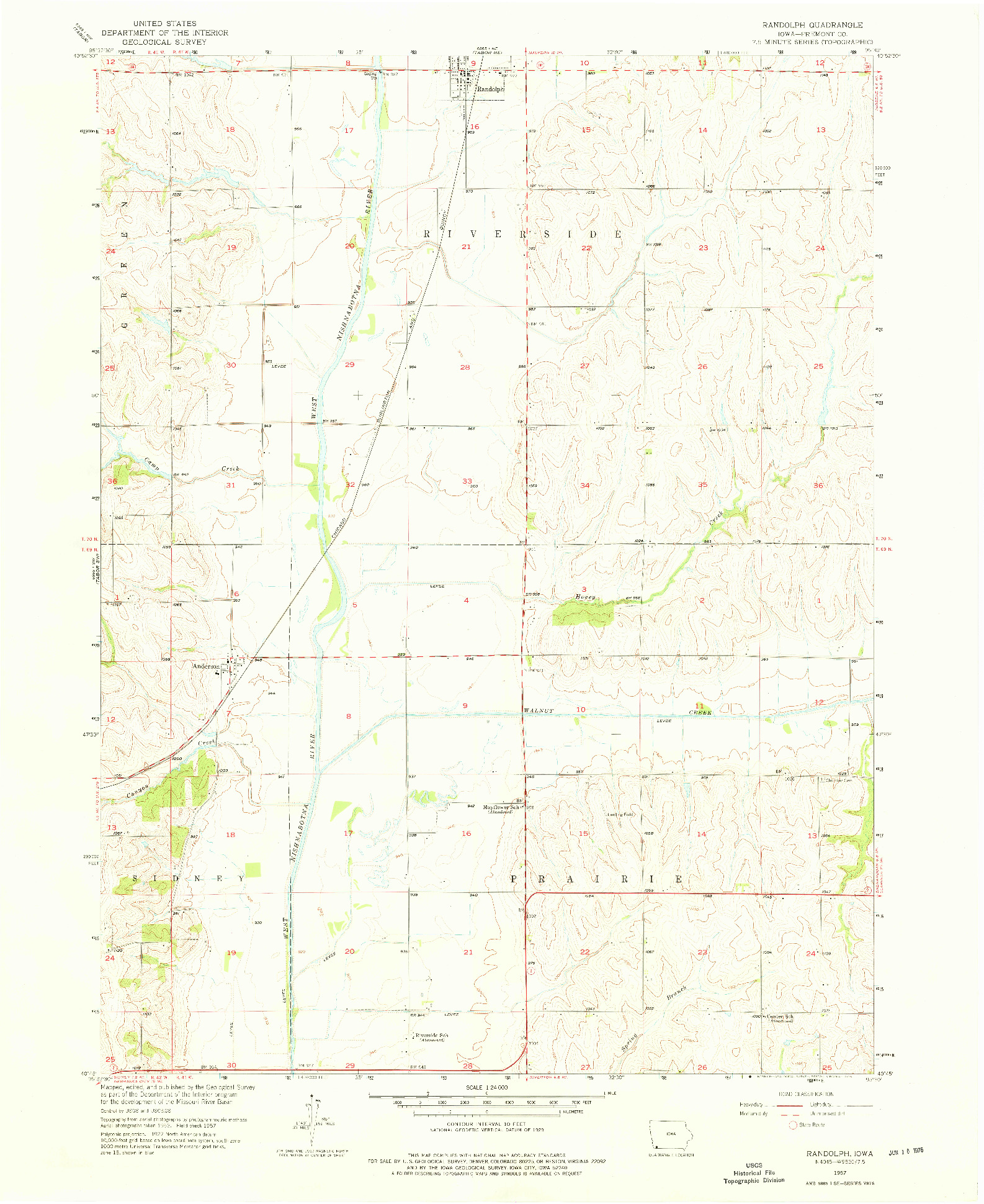 USGS 1:24000-SCALE QUADRANGLE FOR RANDOLPH, IA 1957