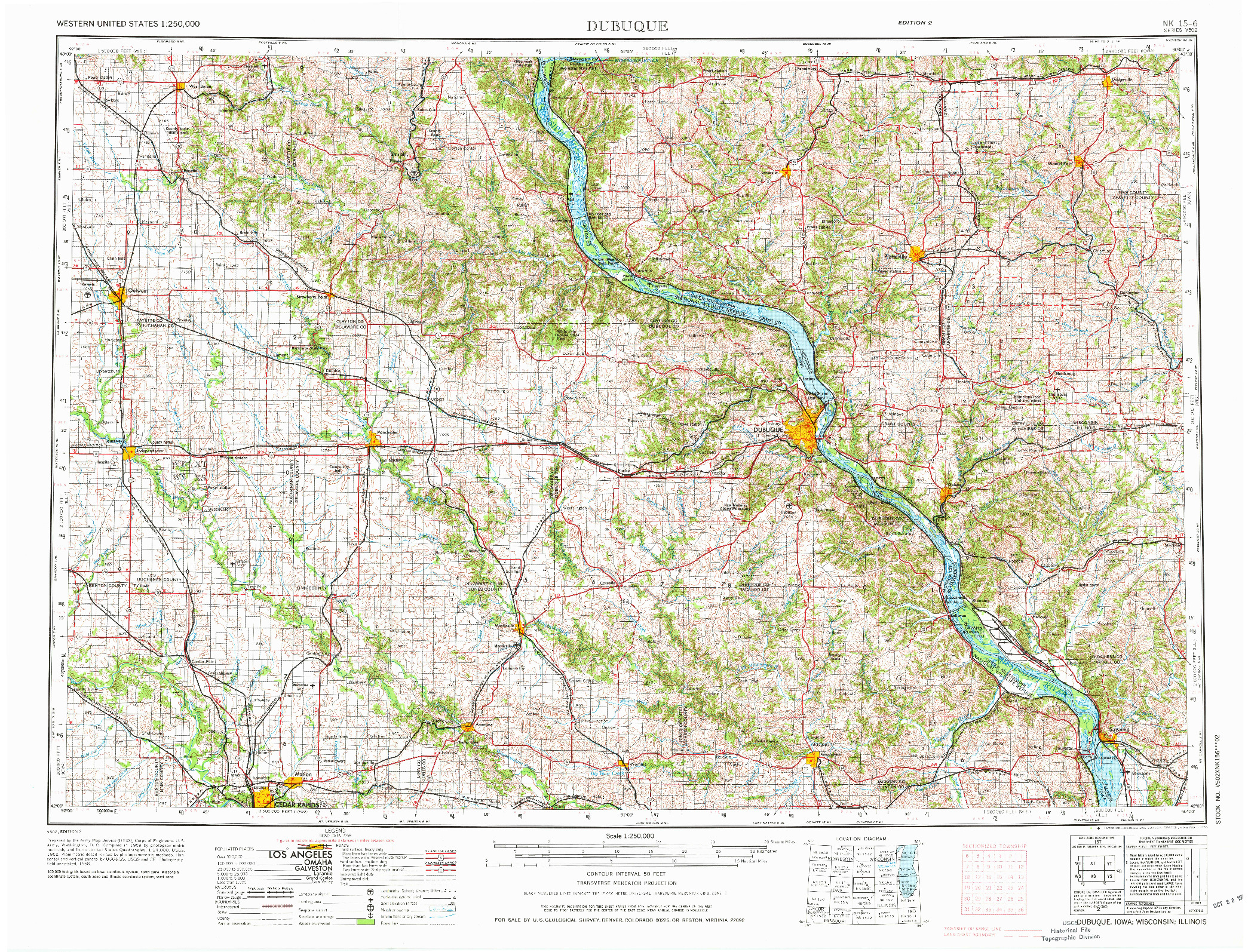 USGS 1:250000-SCALE QUADRANGLE FOR DUBUQUE, IA 1976