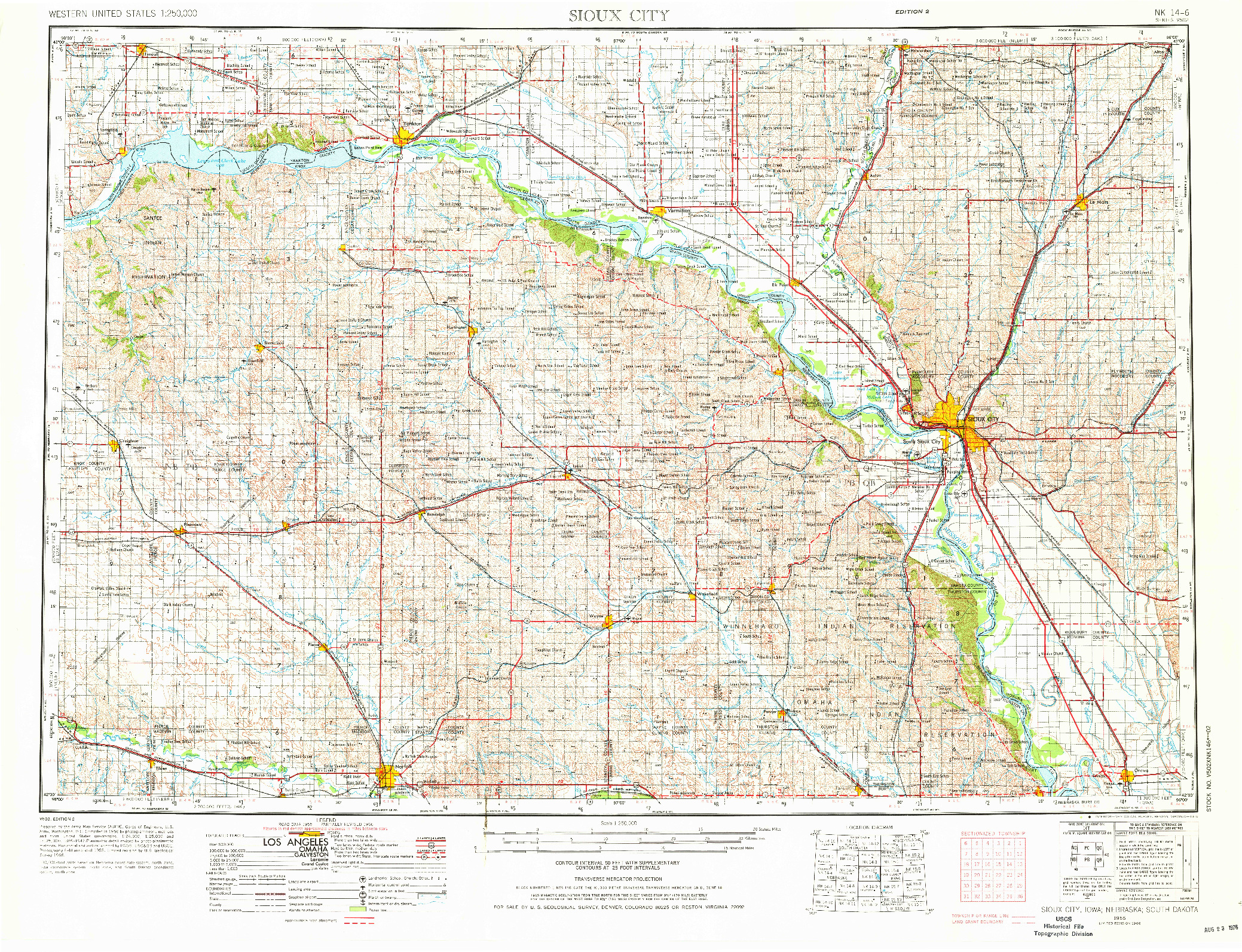 USGS 1:250000-SCALE QUADRANGLE FOR SIOUX CITY, IA 1955