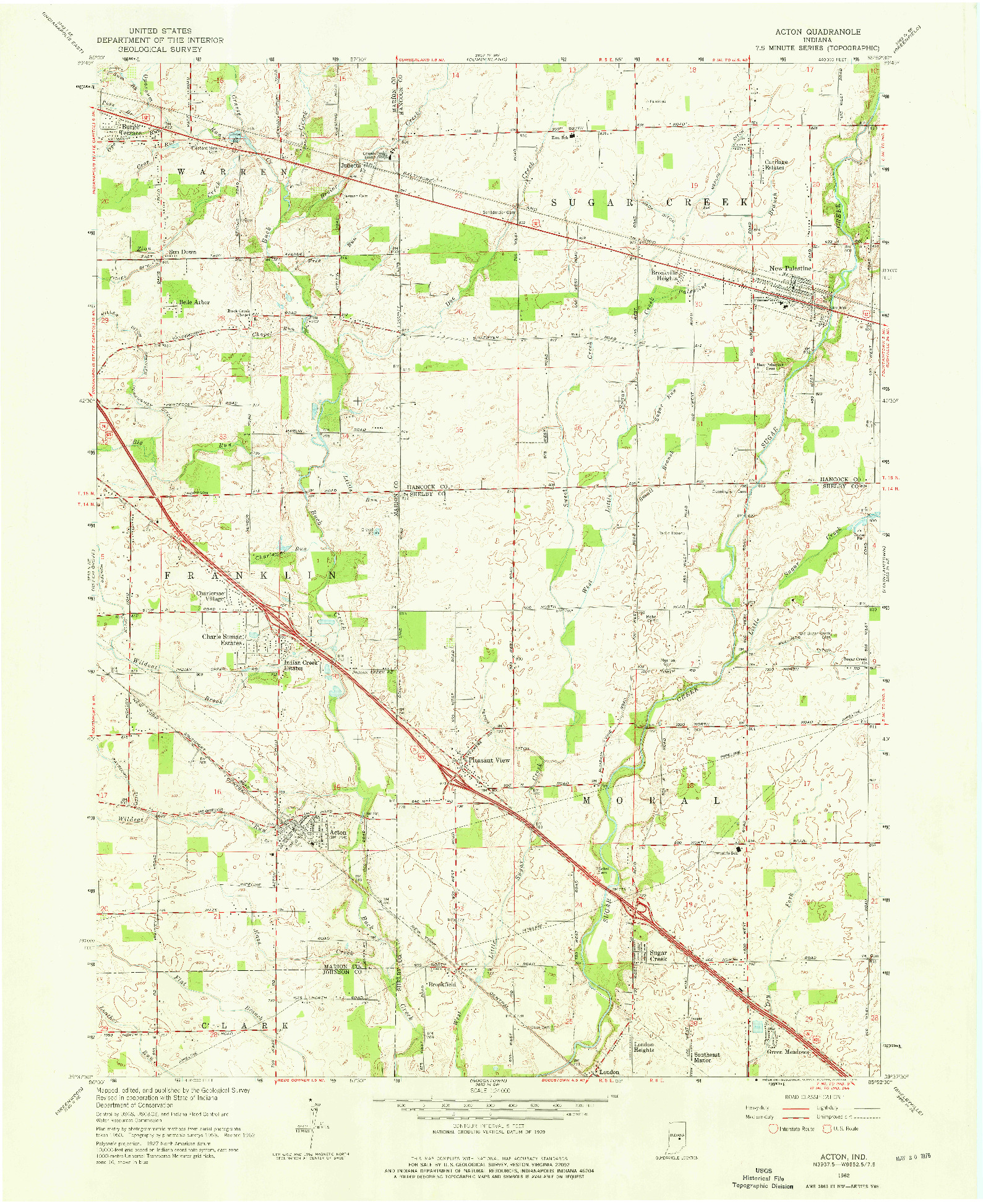 USGS 1:24000-SCALE QUADRANGLE FOR ACTON, IN 1962