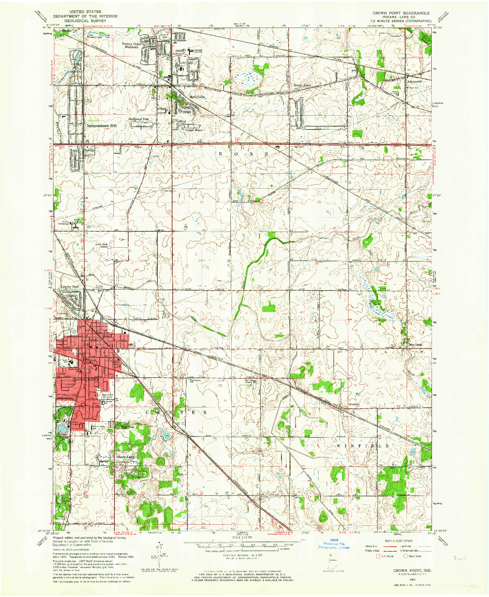 USGS 1:24000-SCALE QUADRANGLE FOR CROWN POINT, IN 1962